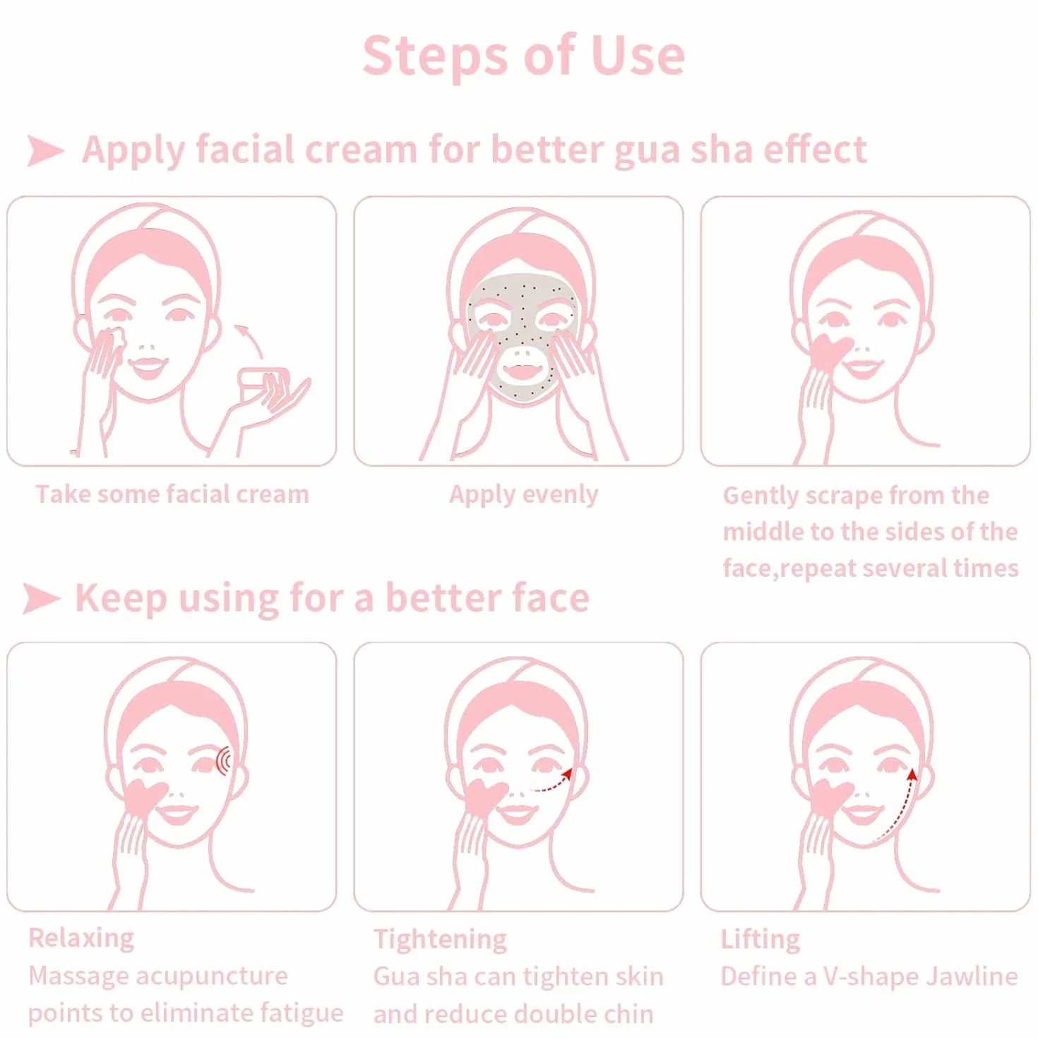 Gua Sha Narzędzie do masażu twarzy, Gua Sha, kamień jadeitowy do twarzy, szyi, pleców, ramion, nóg, oczu, prezenty SPA dla kobiet, zmniejszają obrzęki i poprawiają zmarszczki (biały)
