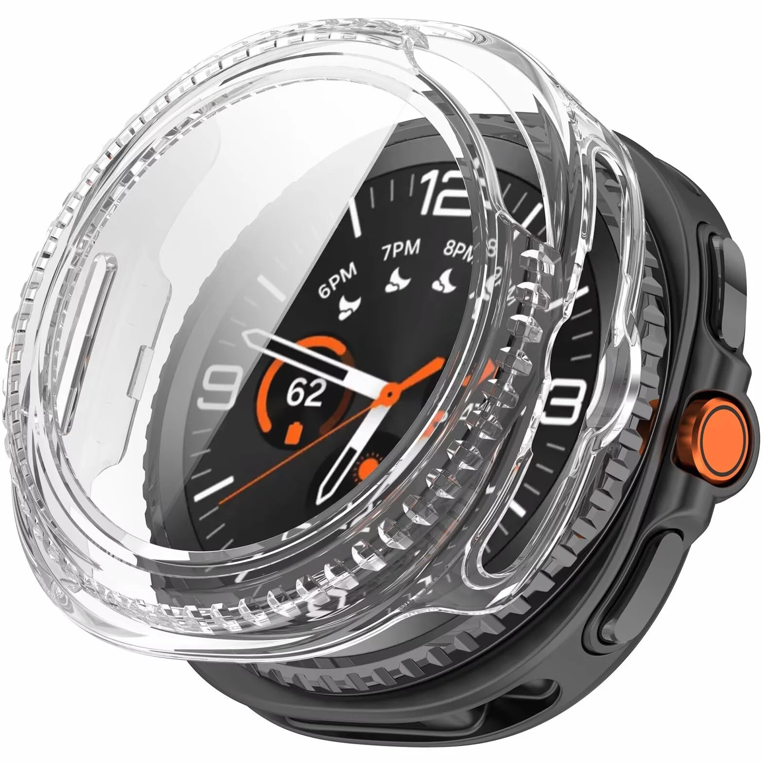 FTRONGRT Etui kompatybilne z Samsung Galaxy Watch 8 Classic, PC + folia hartowana, odporna na zarysowania wszechstronna obudowa ochronna. Przezroczyste