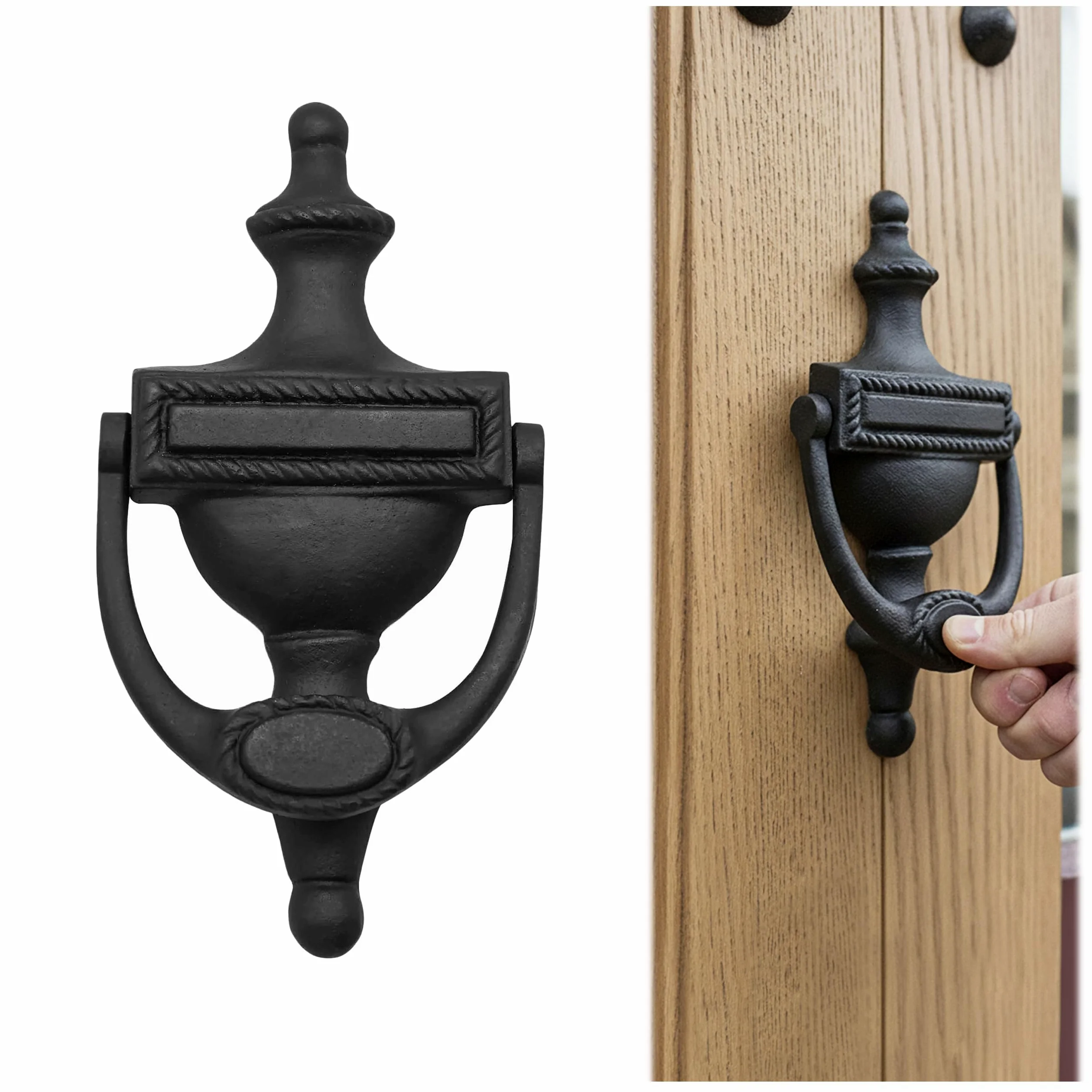 Tradycyjny styl linowy klasyczna kołatka do drzwi wejściowych 19 cm wys. x 3,5 W dekoracyjna vintage solidna antyczna kołatka do drzwi wejściowych