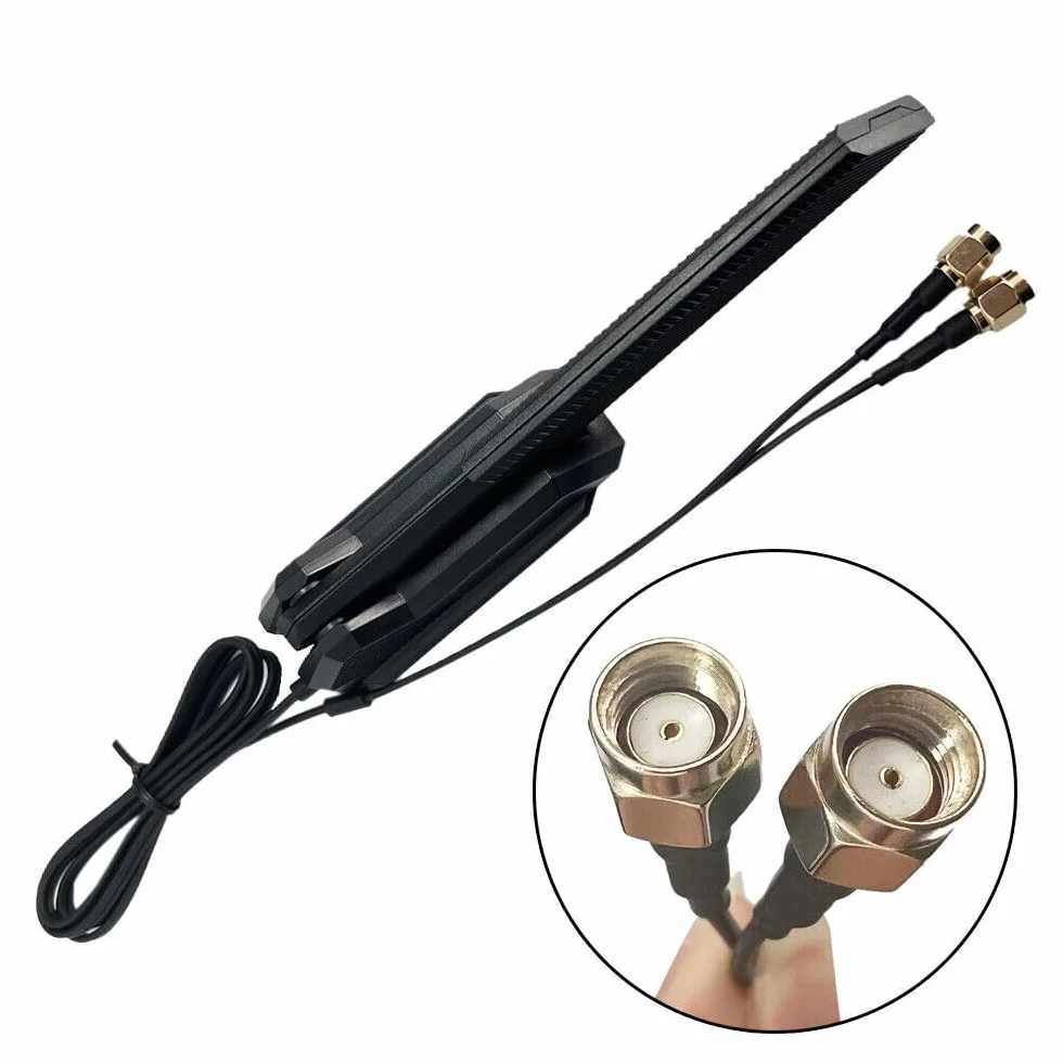 Gintai Antena WLAN PC WiFi 6E Tri-Band – 2,4 GHz/5 GHz/6 GHz, Antena WiFi 6E do routerów PC ASUS, komputerów, urządzeń do gier 2,4g/5g/5,8g/6g Wzmacniacze WLAN Podstawa magnetyczna składana (Czarna)