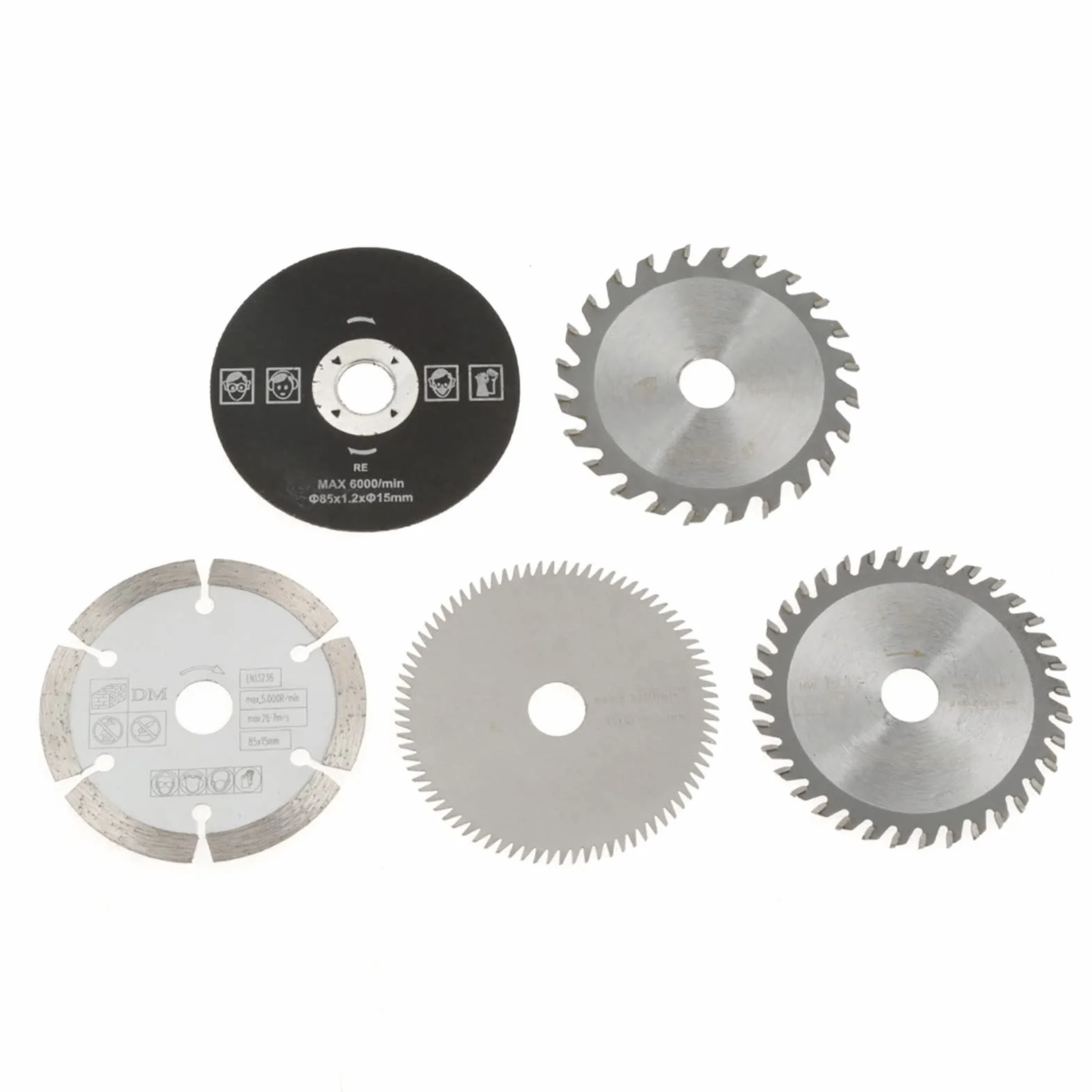 5PCS Mini Circular Saw Blade Fine Finishing Cutting Discs Carbide Diameter Inner-15mm Outer-85mm for Cutting Tool