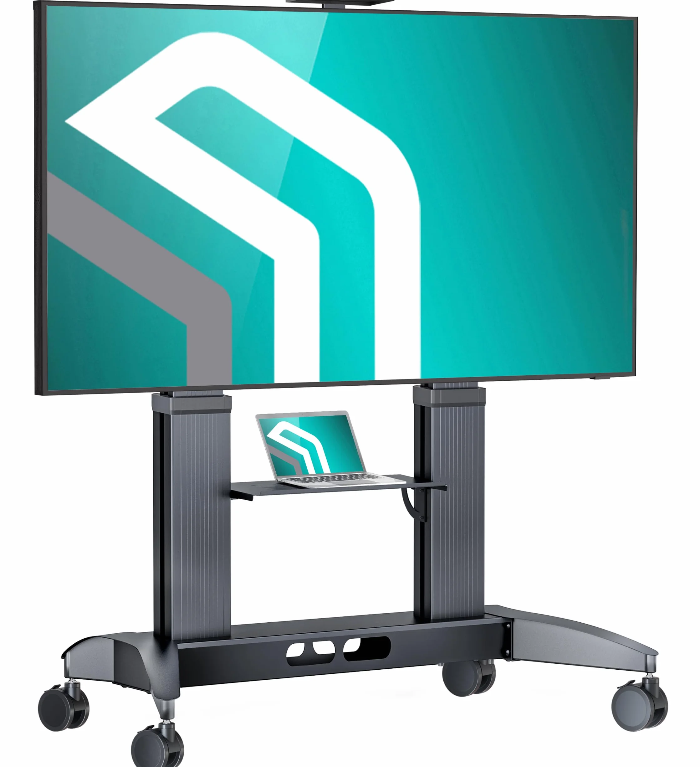 ONKRON Mobilny Stojak TV 32-75 cali, Nośność 60 kg, VESA 200x200-600x400, Regulacja Wysokości, Półka AV, Czarny