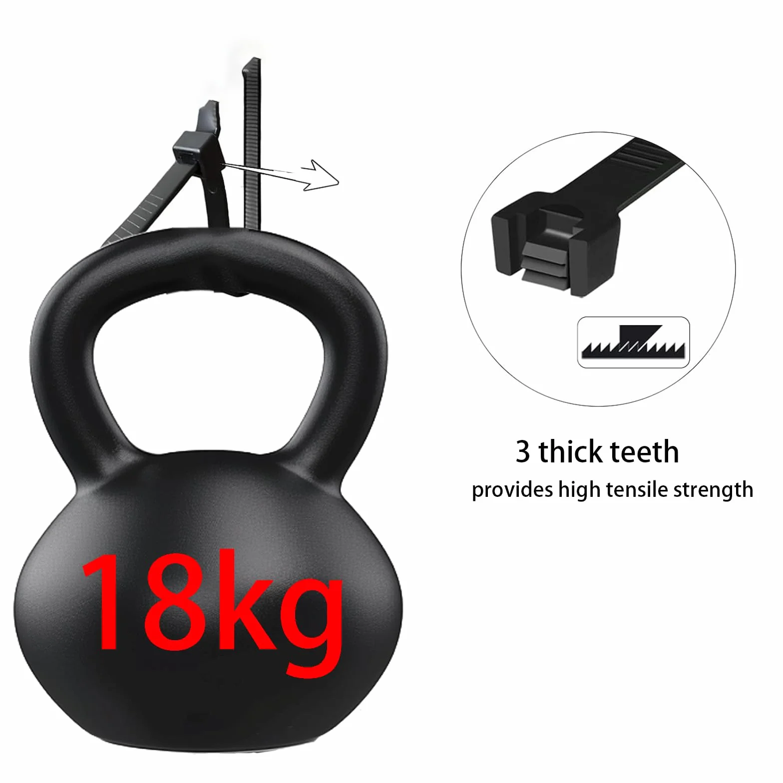 Opaski Zaciskowe Ciężkie,Trytytki, 300 mm x 3,6 mm,Wytrzymałość na rozciąganie 18 kg,150 Sztuk,Czarne