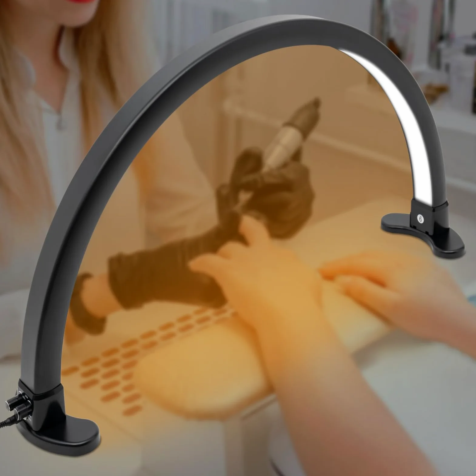 Lampa półksiężycowa do paznokci 45 W lampa biurkowa LED półksiężyc 2700-5600 K regulowana jasność rzęsy lampa stołowa przedłużająca rzęsy, do sklepów z manikiurem, salonów kosmetycznych, dla rodzin