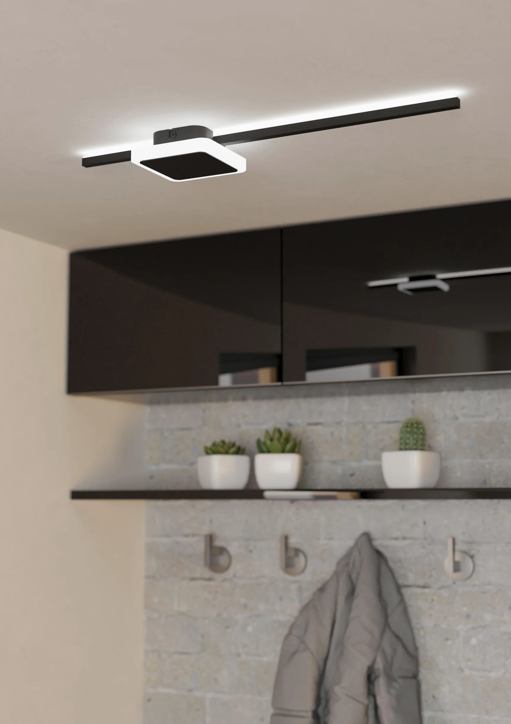 EGLO lampa sufitowa LED Sarginto, 2-płomienna, minimalistyczna | lampa do salonu z metalu w kolorze czarnym, z tworzywa sztucznego w kolorze białym, lampa do przedpokoju, ciepłej bieli