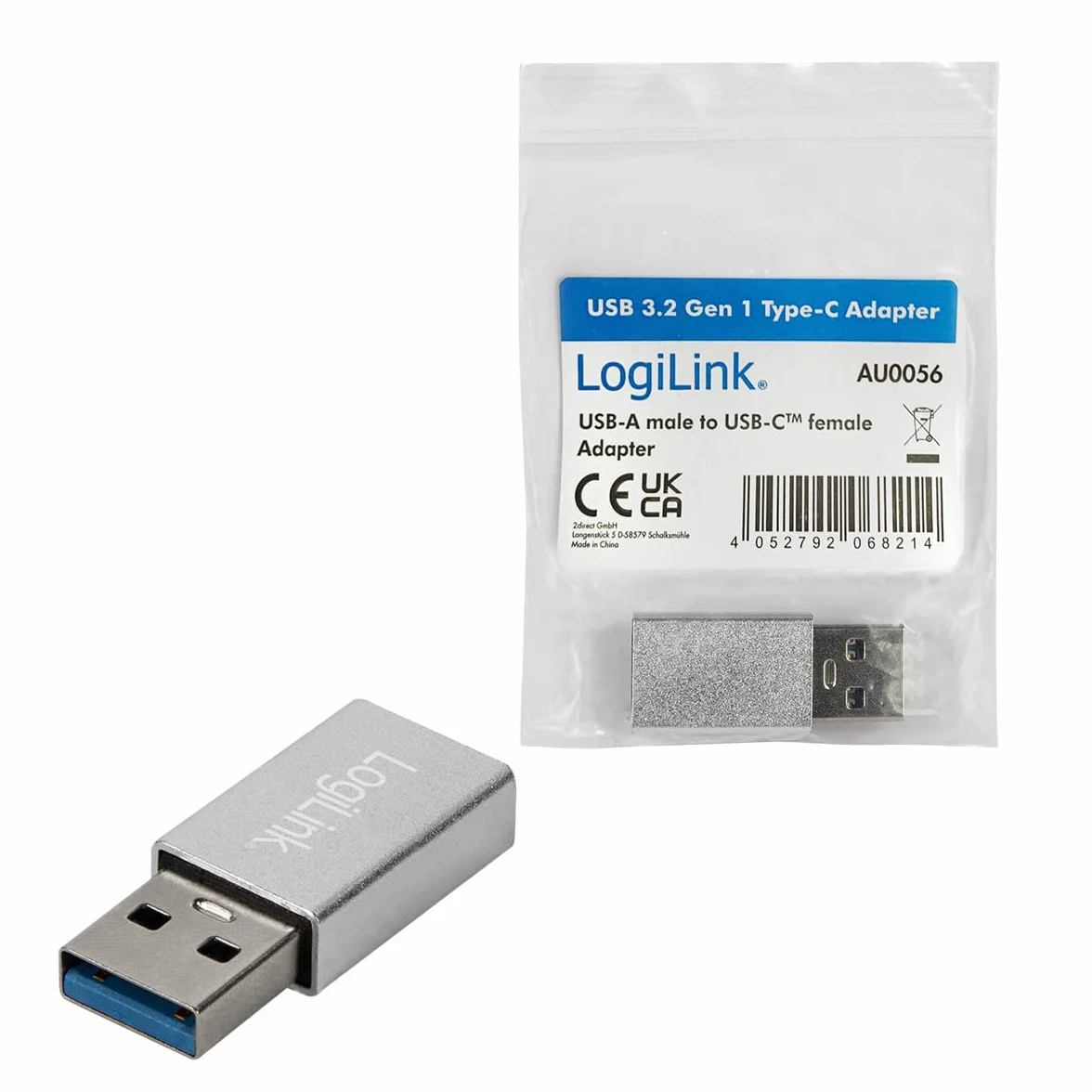 LogiLink USB 3.2 Gen1 adapter USB-A na USB-C srebrny