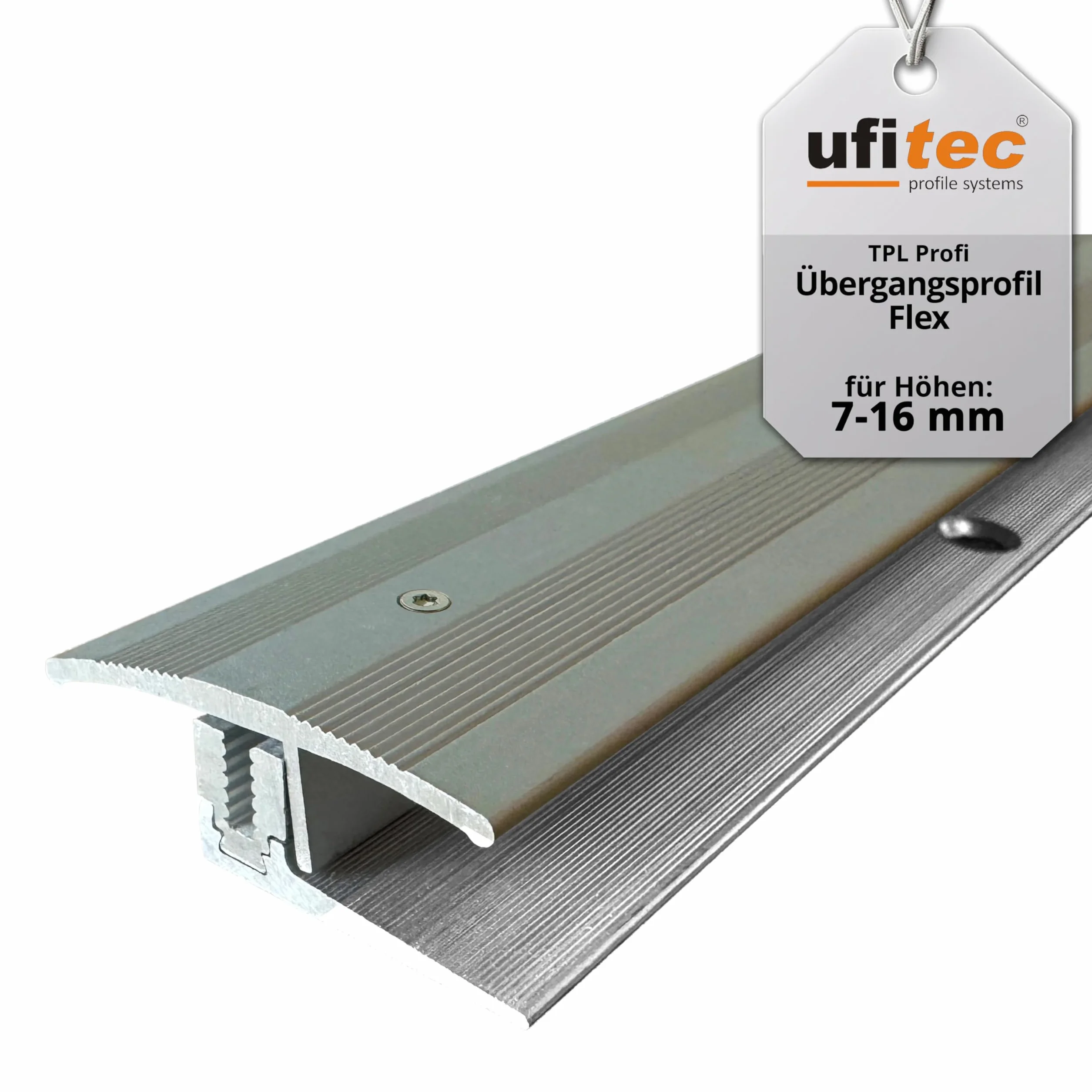 ufitec system profili do podłóg parkietowych i laminowanych – do wykładzin o wysokości 7-16 mm – dostępny w wielu kolorach (elastyczne przejście 35 mm szerokości, jasny brąz, długość 100 cm)