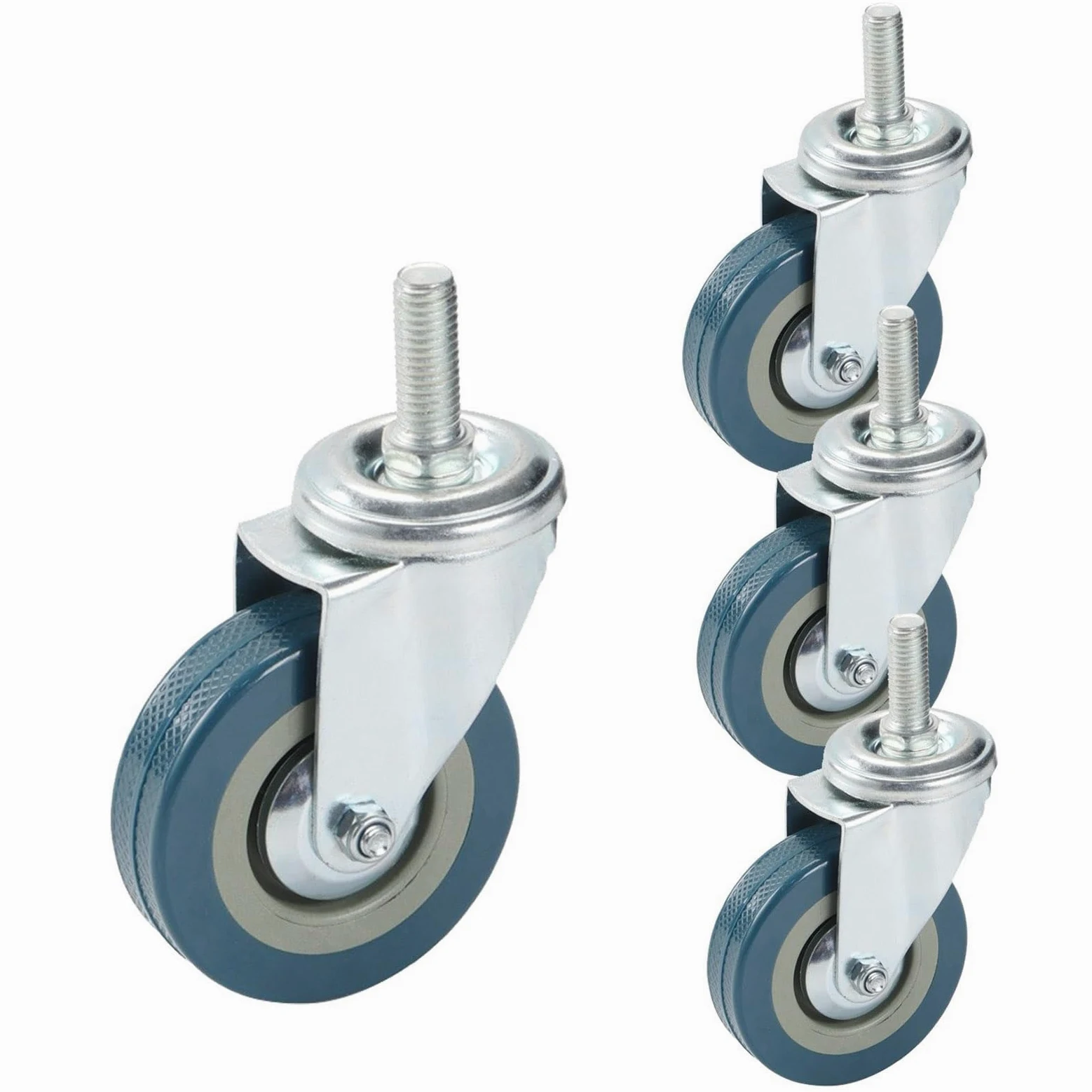 kółka skrętne 65/75 mm, 4 ciche kółka z hamulcem, M10/M12, każde koło może udźwignąć 80 kg, zabezpieczenie przed zużyciem, zamykane kółka bezpieczeństwa, do mebli