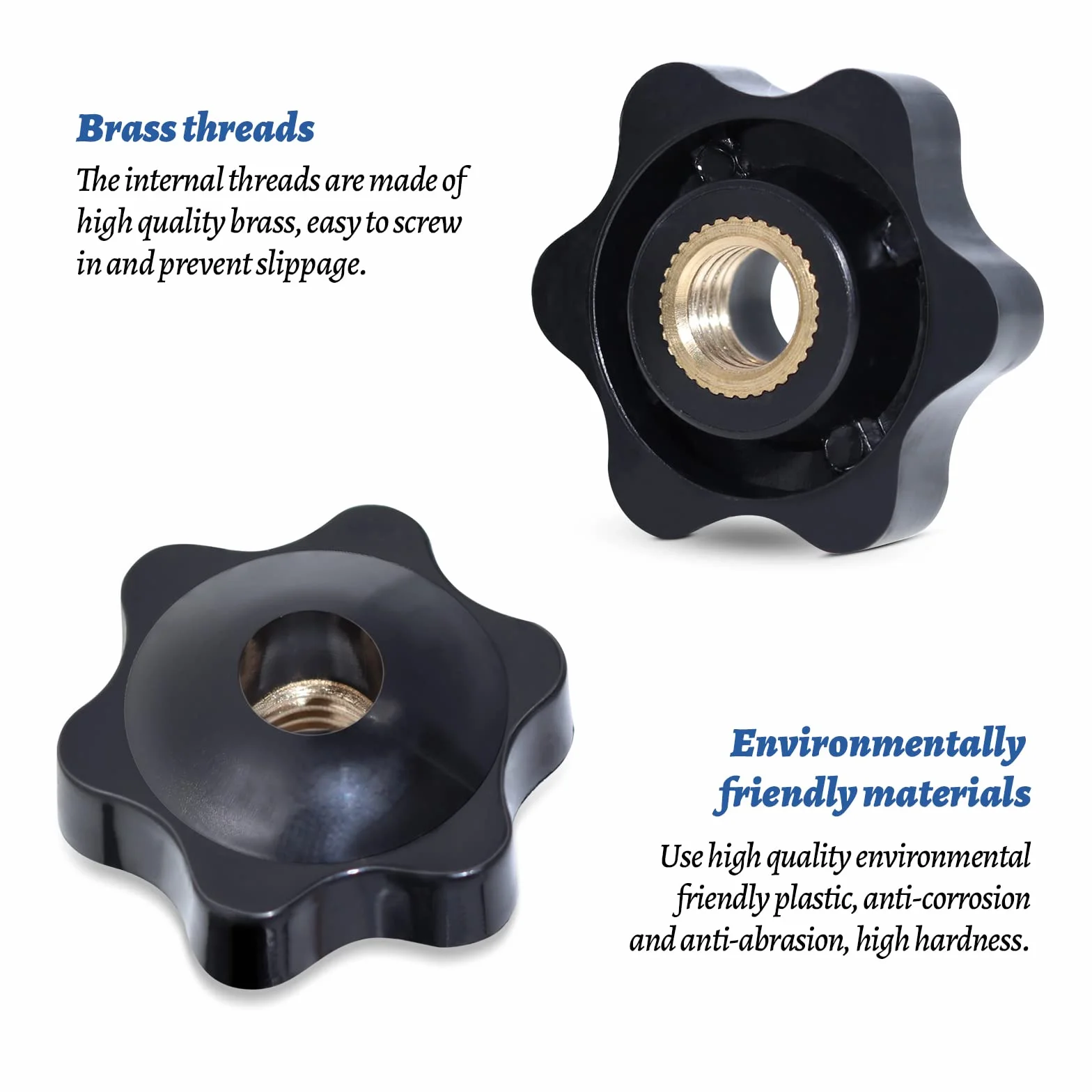 20 SZTUK Star Grip Nut M8 × 32 mm nakrętka radełkowana plastikowa nakrętka mosiężna gwint żeński gwiazda śruba czarny przycisk dokręcania do urządzeń mechanicznych obrabiarek