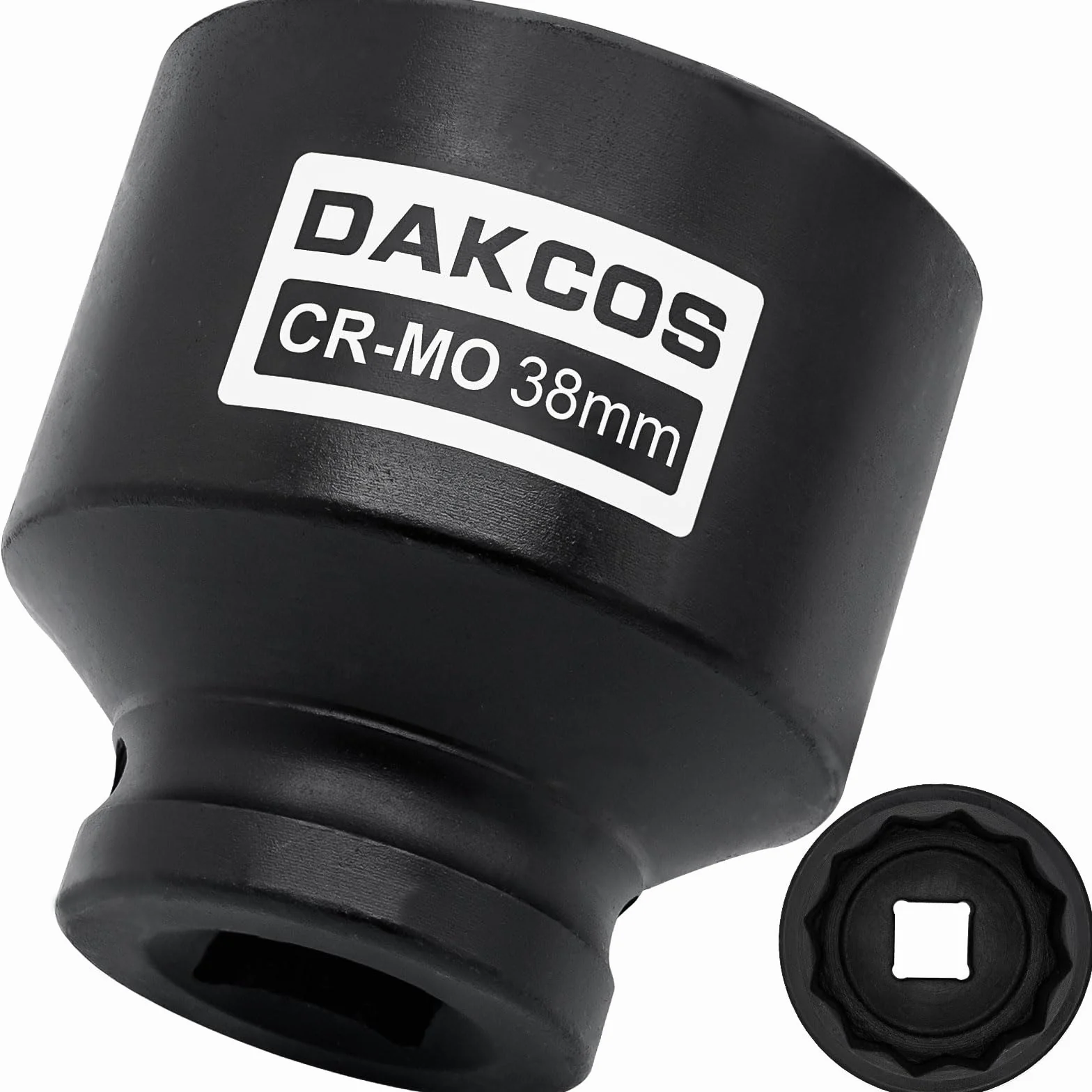 DAKCOS Napęd 1/2 cala 38 mm gniazdo z profilem 12-zębnym, klucze nasadowe udarowe, metryczne, CR-MO