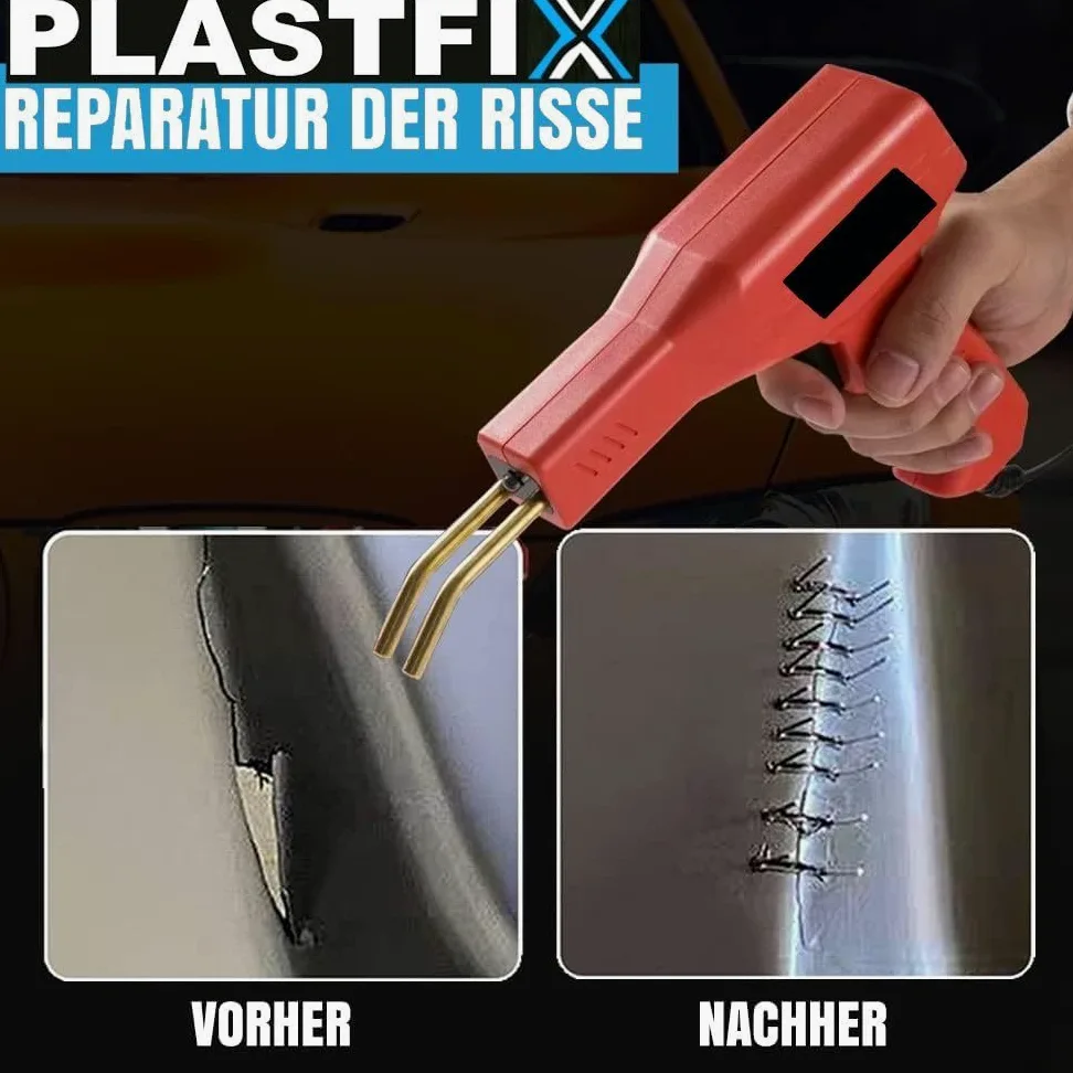 PLASTFIX spawarka do tworzyw sztucznych do spawania zderzaków, zestaw naprawczy do samochodu, plastikowa spawarka wraz z 200 klamrami spawalniczymi