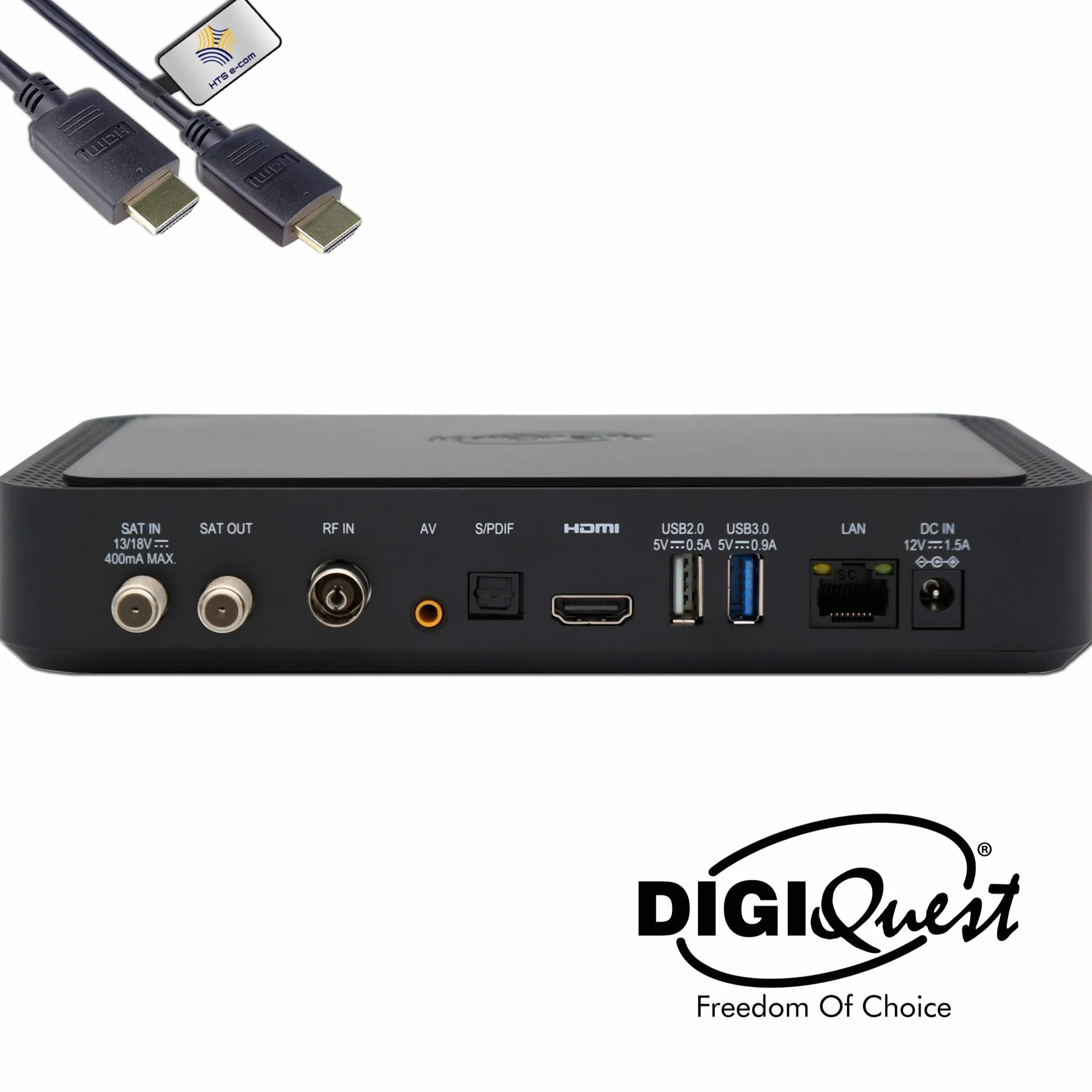 DigiQuest Q99 odbiornik satelitarny 4K TiVuSat czarny WiFi Stick HEVC HDR PVR Ready LAN USB