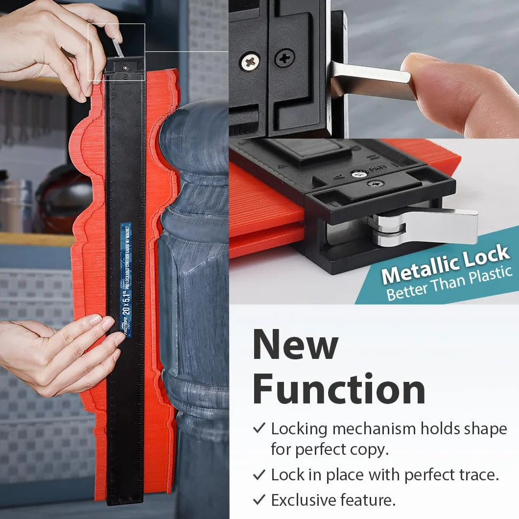 FIRSTINFO 20 cali (508 mm) Lockable Twin Scale Widen Profile Kontur Kształt Duplikator Gauge