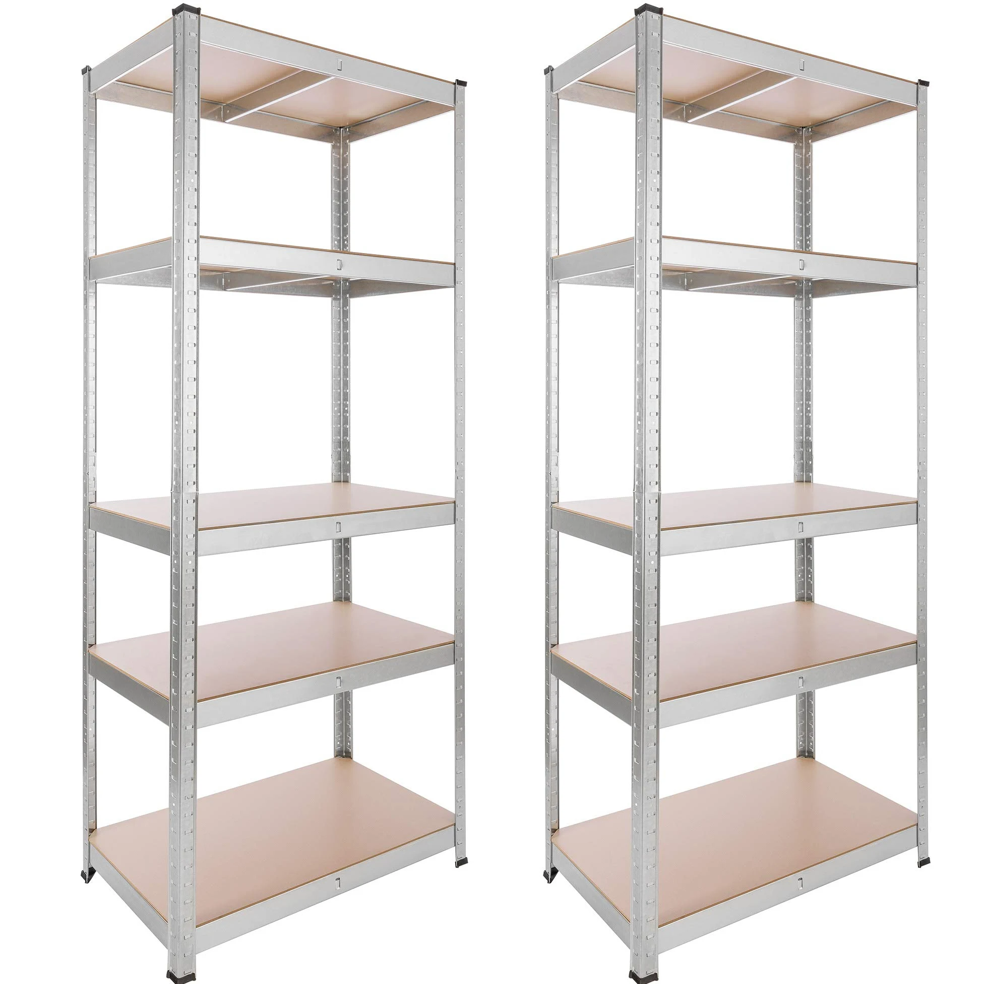 Arebos 2x Regał do dużych obciążeń | Regał piwniczny | Regał magazynowy | Regał bezśrubowy | 180x75x45cm | 5 paneli MDF | Zestaw 2 | 875kg