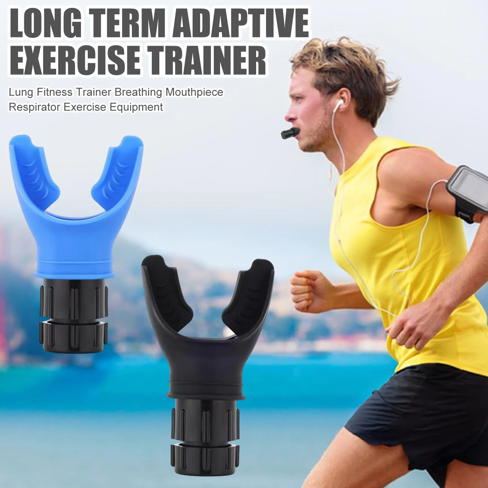 Oxyfit trenażer płuc, 2 sztuki, trener oddechowy, trener oddychania, przenośny trener płuc z regulowanymi opornikami, trening wytrzymałościowy, zwiększenie pojemności płuc (niebieski/czarny)