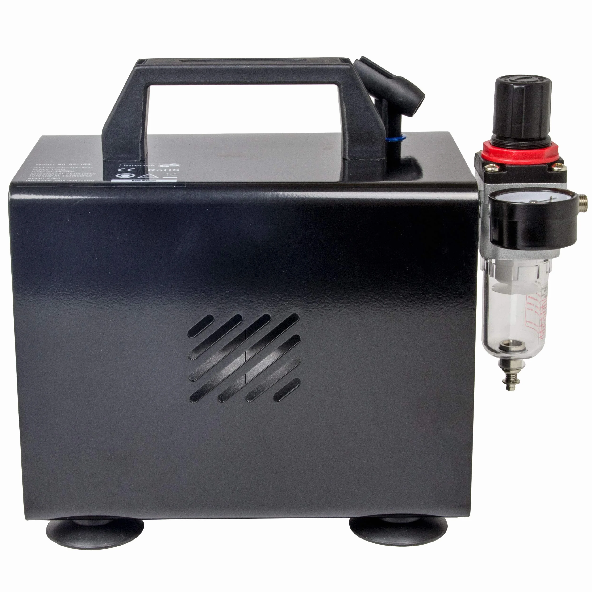 Fengda AS-18A - Professional Airbrush mini kompresor / 4 bar/kompaktowy z manometrem, reduktor ciśnienia