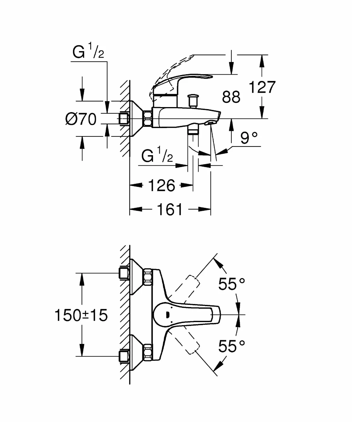 Grohe Eurosmart jednouchwytowa bateria wannowa DN 15-33300002