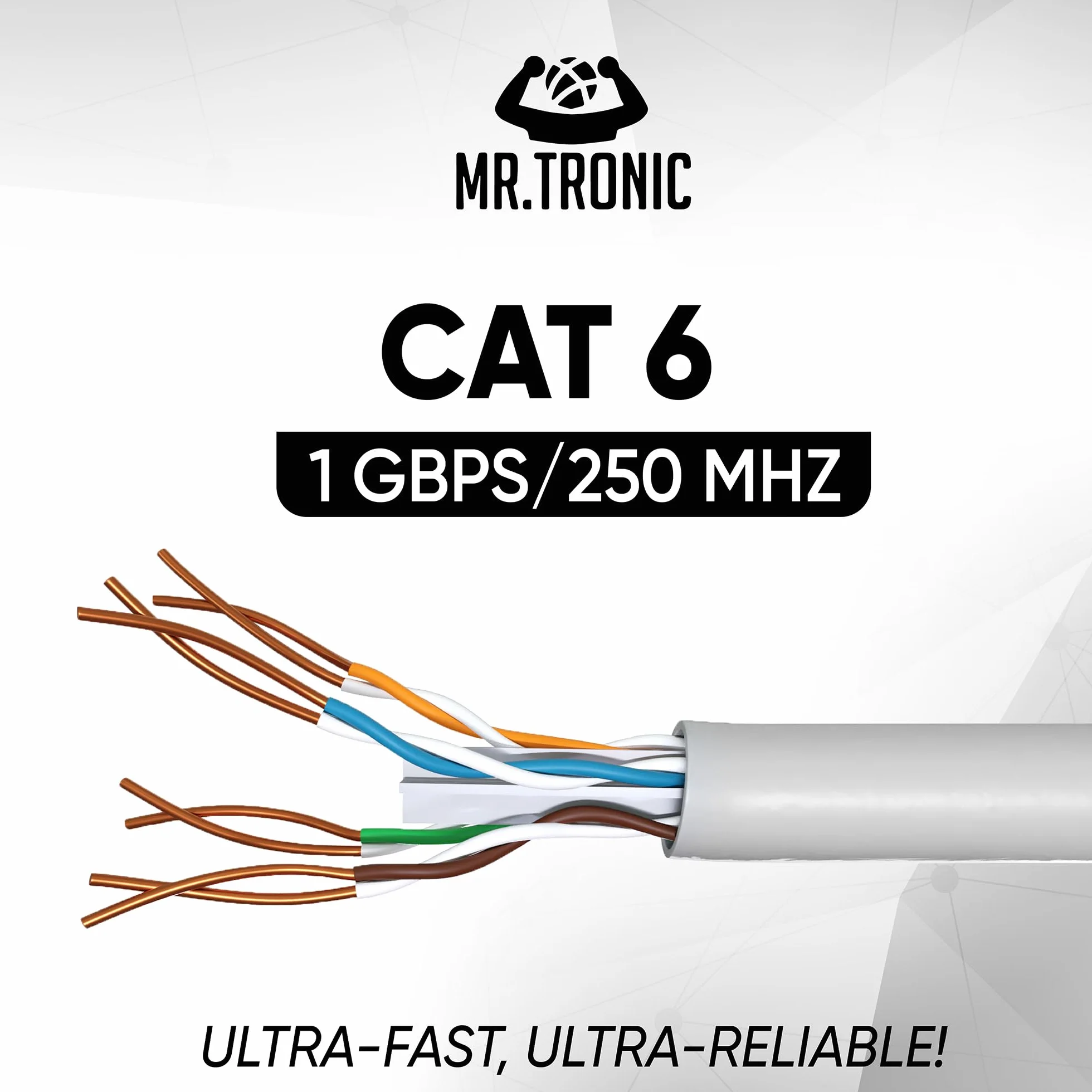Pan. Tronic Vrac Ethernet Kabel 100m, Bulk Sieć LAN Kabel Ethernet Cat 6 High Speed Internet 1 Gbps 250 MHz, Kabel Ethernet AWG24, Cat6 Kabel luzem UTP CCA (100 metrów, szary)