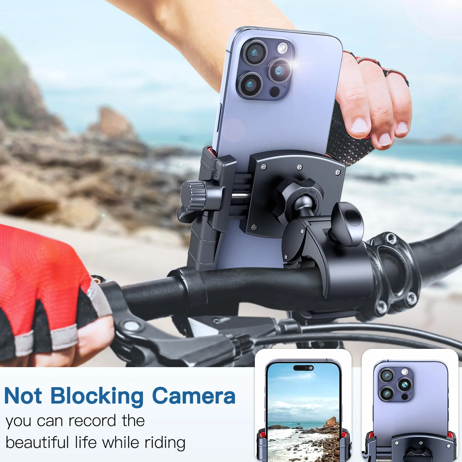 Uchwyt rowerowy na telefon obracany 360° zacisk kierownicy do motocykla, skutera, roweru