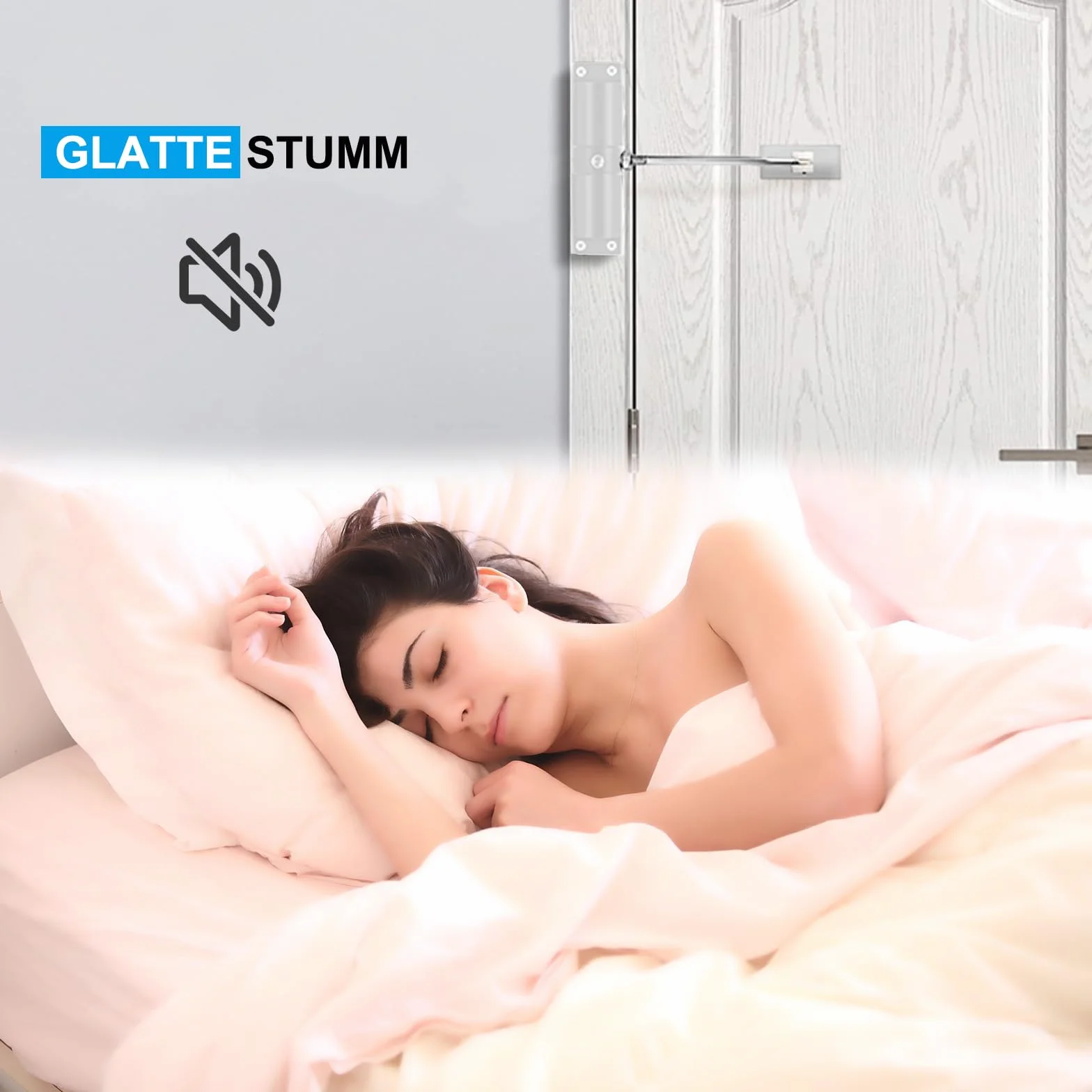 Regulowany samozamykacz drzwi, Rebound, ze stopu aluminium, do sypialni, biura, biały