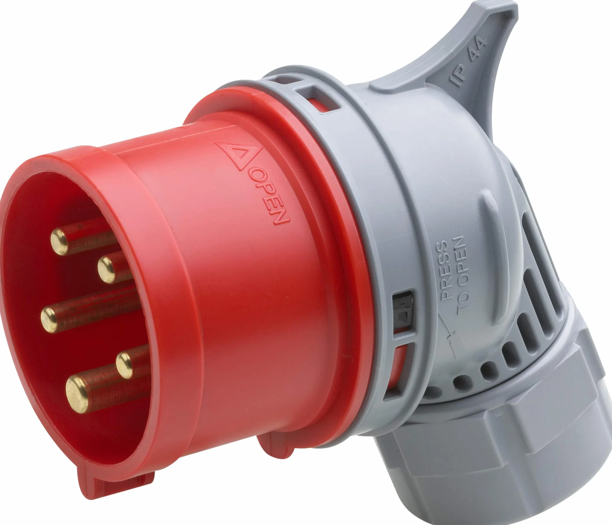 Meister Wtyczka kątowa CEE — 5-biegunowa — czerwona — 400 V — 16 A — maksymalny przekrój kabla 2,5 mm² (elastyczne żyły) & 4,0 mm² (sztywne żyły) — IP44 na zewnątrz/wtyczka prądu stałego / 7424050