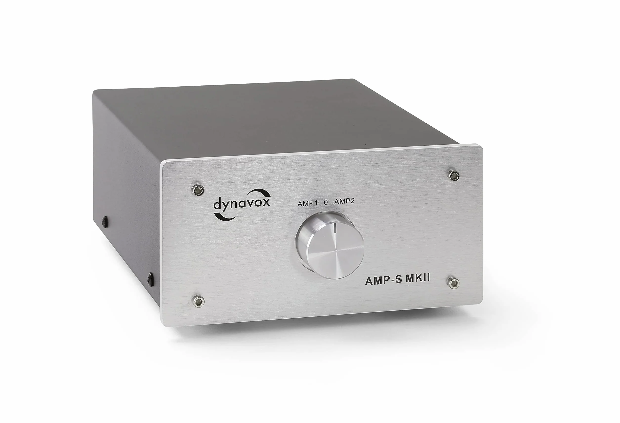 Dynavox AMP-S MK II stojak selekcyjny wzmacniacz głośnik metalowe podwozie aluminiowy 4 mm listwa śrubowa wtyczki bananowe srebrny