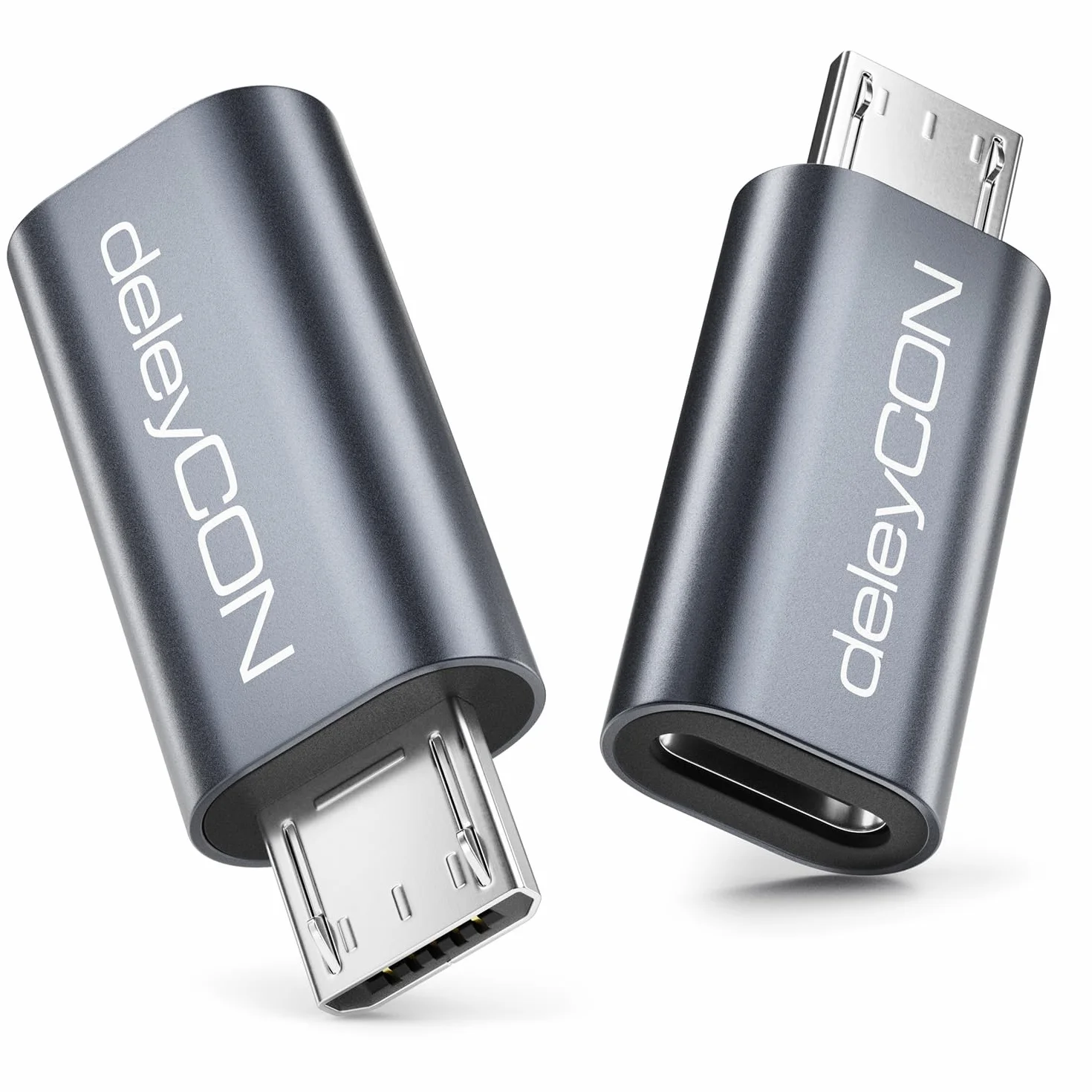 deleyCON Adapter USB-C na Micro USB 2 Szt. Gniazdo USB-C do Wtyku Micro USB Dane i ładowanie