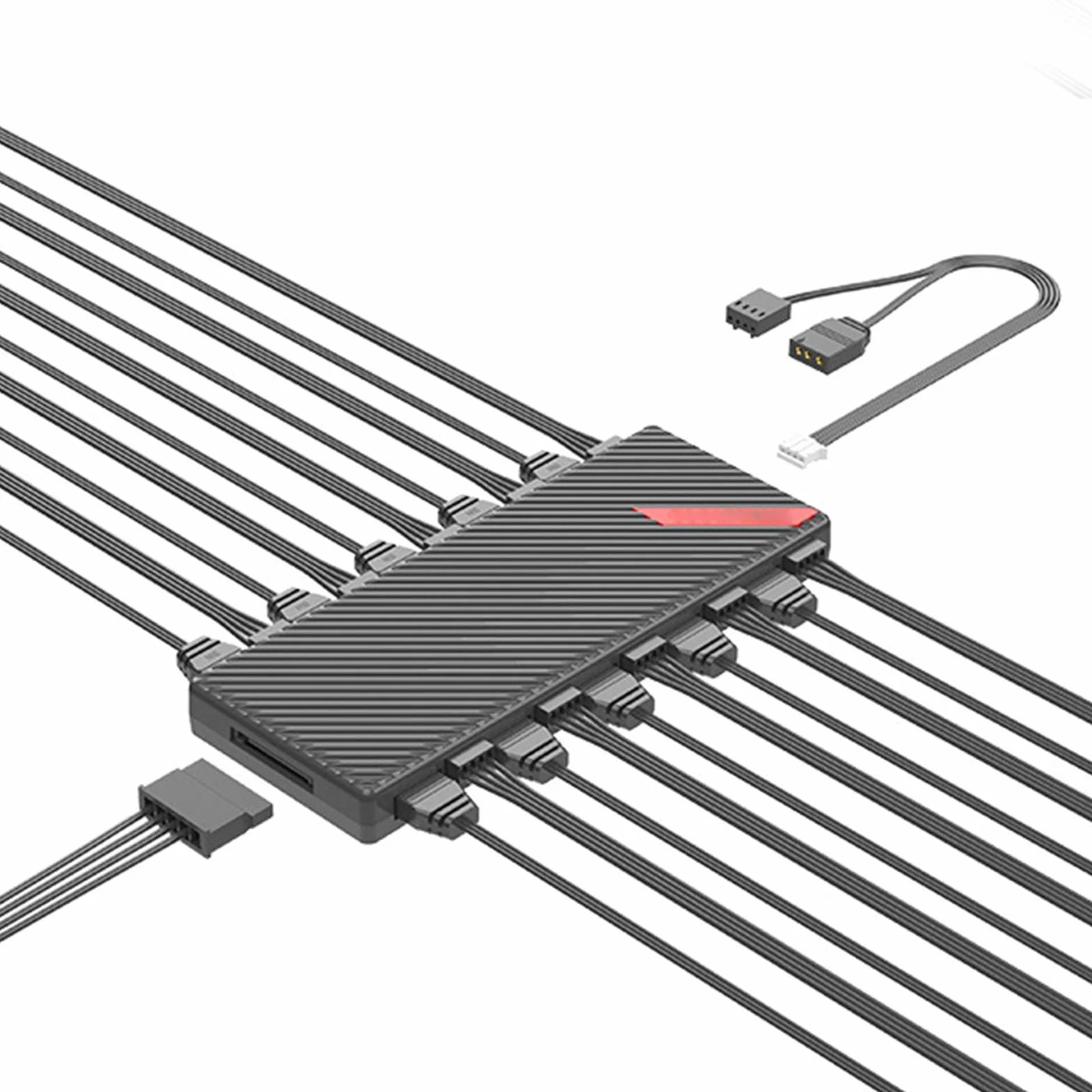 LICAEVEY 10-portowy Kontroler Piasty z Wentylatorem PWM ARGB do PC-podstawa Magnetyczna SATA Zasilany 5V 3-pinowy Hub RGB Obsługuje 10 Wentylatorów Obudowy z synchronizacją Oświetlenia