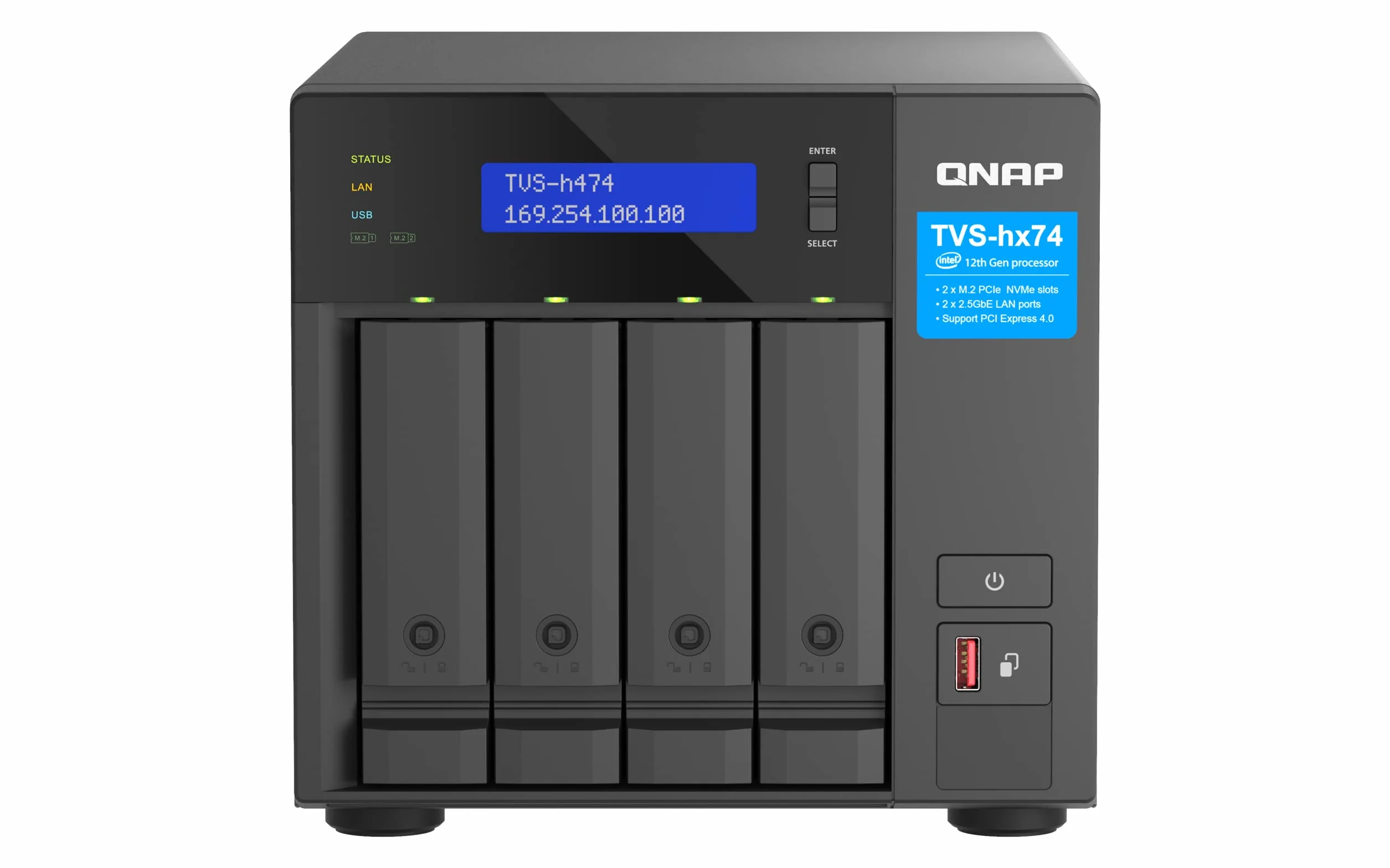 QNAP TVS-h474-PT-8G Intel Pentium Gold G7400 2-rdzeniowy 3,7 GHz 8 GB SODIMM DDR4 Czarny