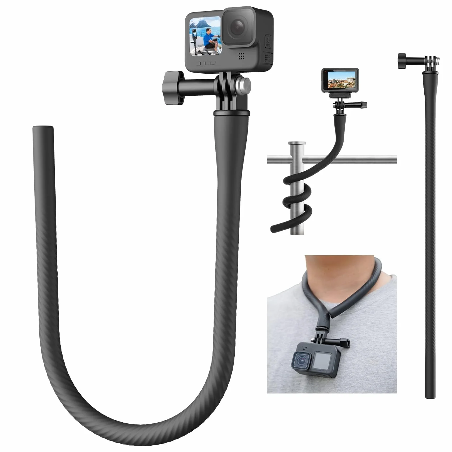 TELESIN Elastyczny uchwyt do selfie Monkey Tail Mount do GoPro Hero 13/12/11/10/9/8/7/6/5/Max, Insta 360 X4 X3, DJI OSMO Action 5 Pro 4 3, Monopod