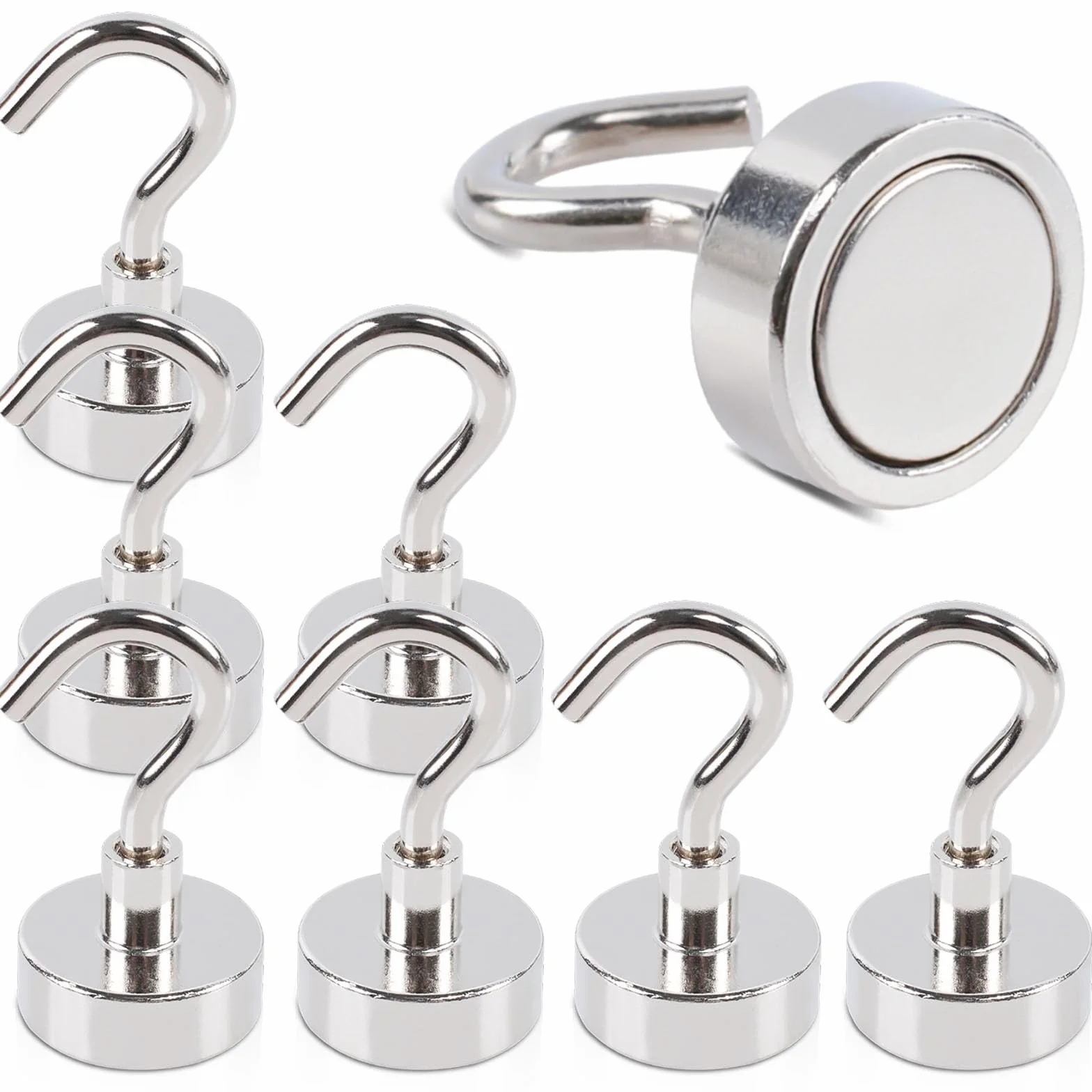 FPMYB 8 sztuk ekstra mocnych hakó magnetycznych o udźwigu 15 kg, magnesy neodymowe 20 mm, bez wykrawania, do drzwi żelaznych, lodówek, kuchni, grilla BBQ, wieszaków, szafy, robótek ręcznych, biura