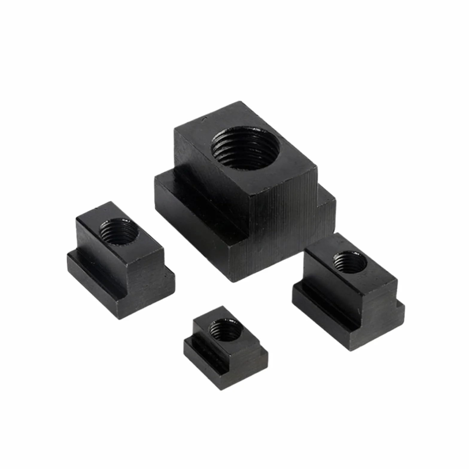 Nakrętki T Nakrętka teowa z rowkiem w kształcie litery T, duża, ze stali węglowej klasy 10.9, M10/M12/M16/M20/M22/M24/M27/M30/M36, wykończenie oksydowane na czarno, gwintowana, przez rowek (nakrętki t