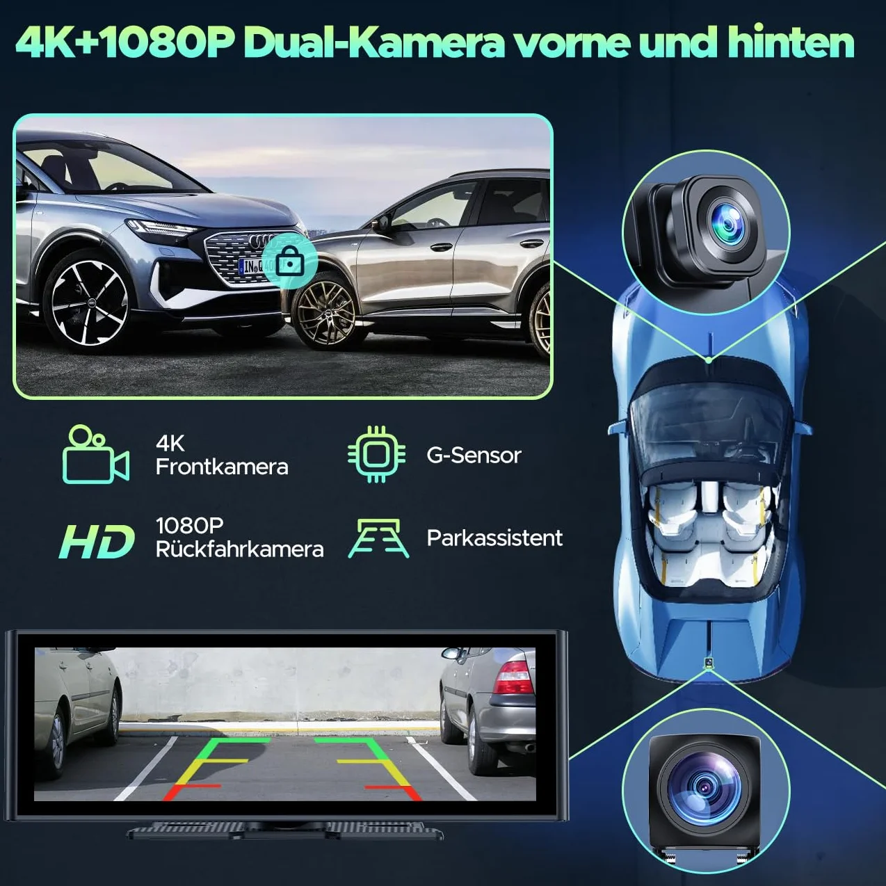 Lamto Radio Samochodowe 9,26" Apple Carplay Android Auto Przednia Kamera 4K 1080P Bluetooth 5.0 FM