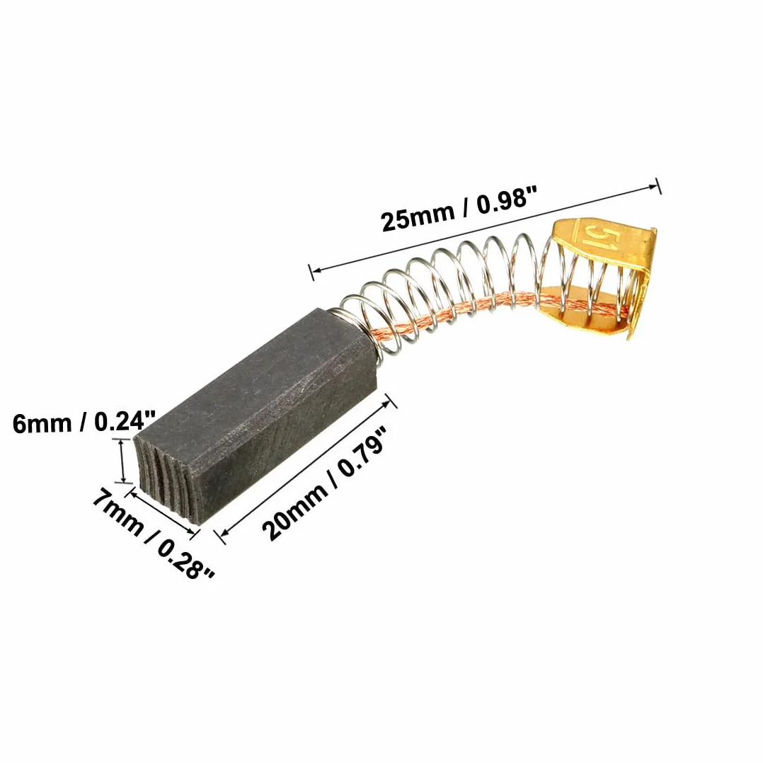 sourcing map Szczotki węglowe z węglem węglowym 20 mm x 7 mm x 6 mm do elektrycznego silnika elektrycznego narzędzie do podnoszenia bieżni silnika naprawa części 4 szt
