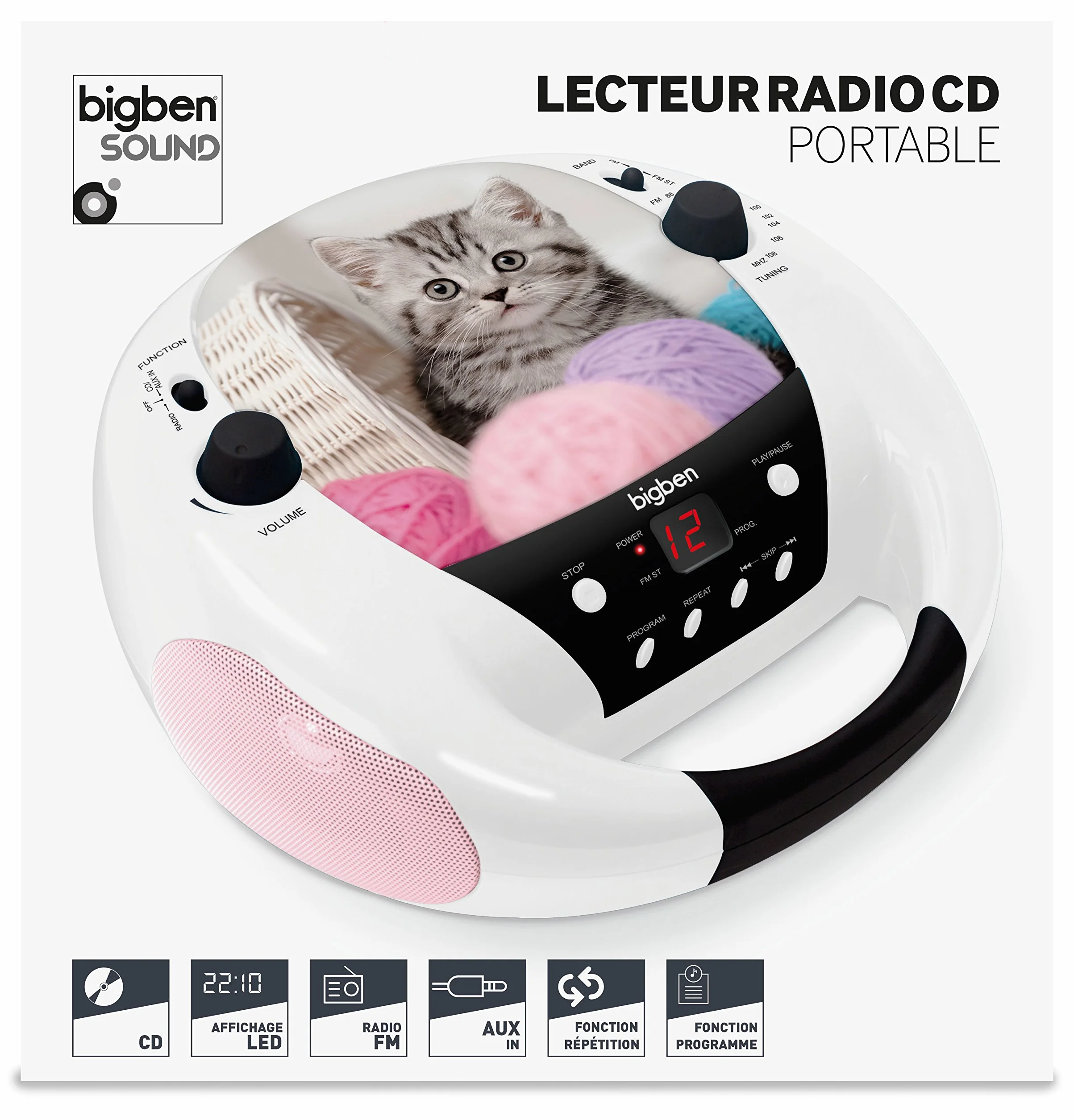 Lettore CD Radio FM Portatile Gatto Cd52Cats3