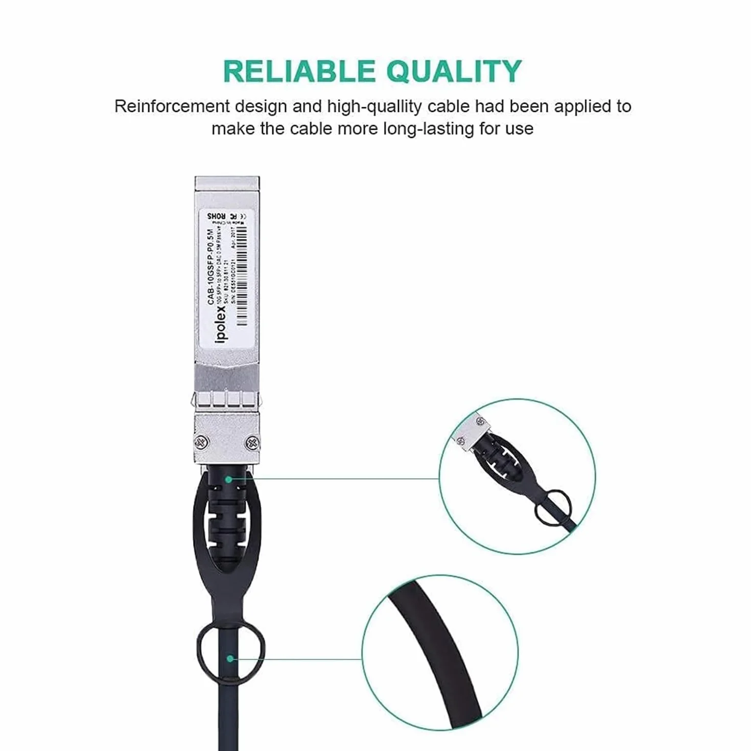 ipolex kabel SFP+ 10GBASE-CU DAC pasywny Twinax kompatybilny Cisco Ubiquiti UniFi UC-DAC-SFP+