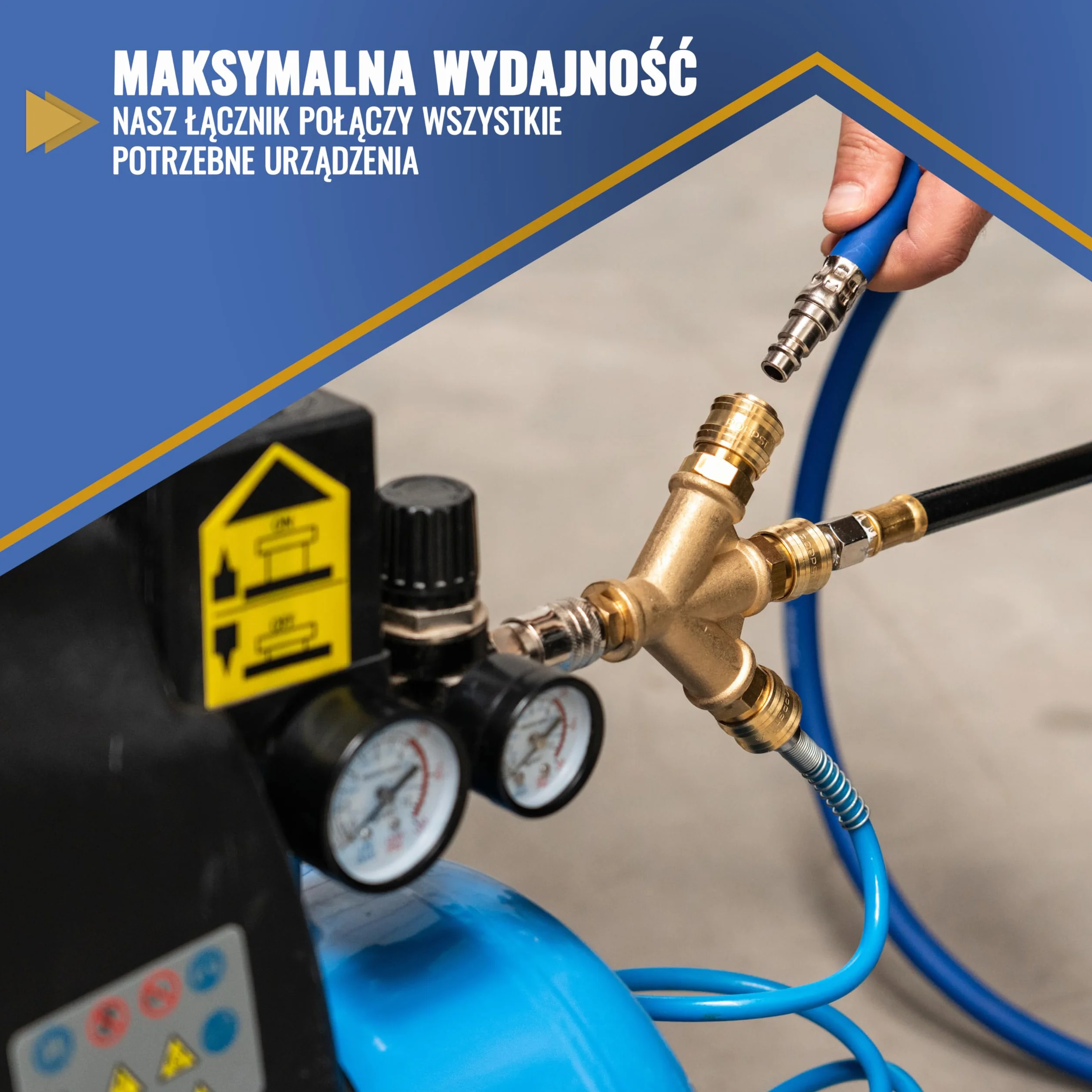 Poppstar 3-krotny rozdzielacz sprężonego powietrza z szybkozłączkami 1/4" (standardowe przyłącza sprężonego powietrza NW 7.2)