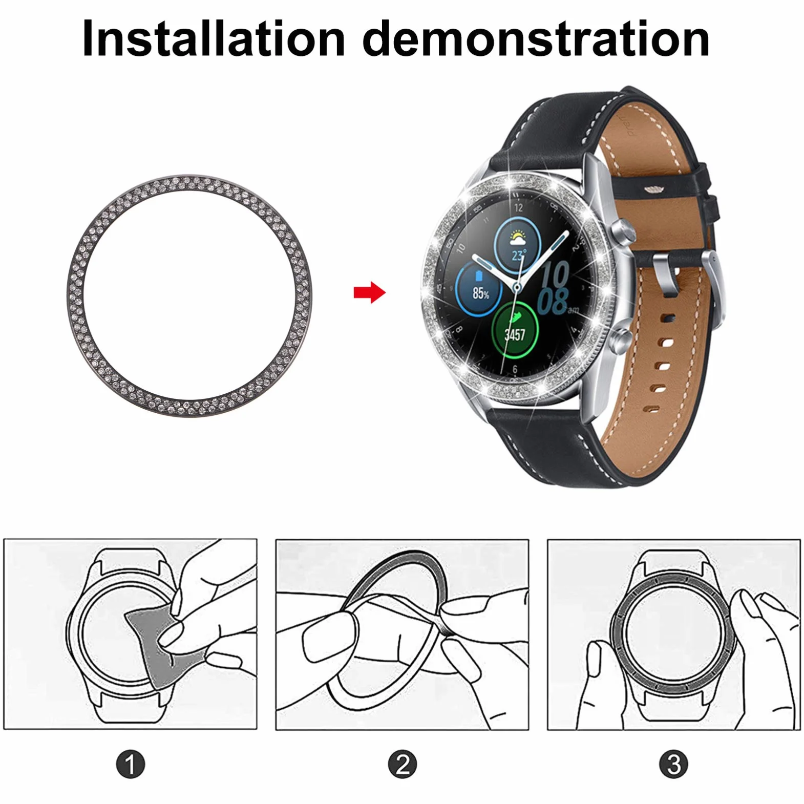 iplusmile 1 Zestaw Pierścieni Zegarka z Diamentową Ramką Kompatybilny z Watch Dekoracyjny Akcesorium