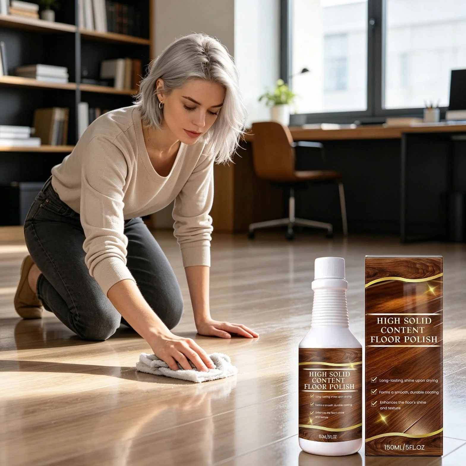 Floor Revive bezpieczny nieklejący płyn do czyszczenia podłóg drewnianych, 150 ml, do kuchni, łazienki, domu, hotelu, restauracji, mieszkania, pomieszczeń biurowych, mieszkań wynajmowanych