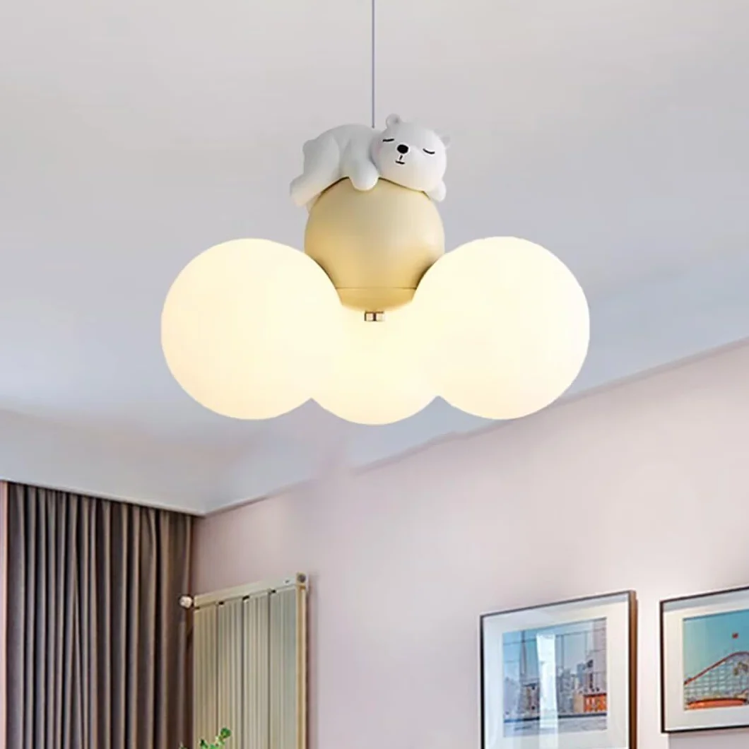 Lampa wisząca LED kreskówka balon śpiący niedźwiedź żyrandol sufitowy do pokoju dziecięcego