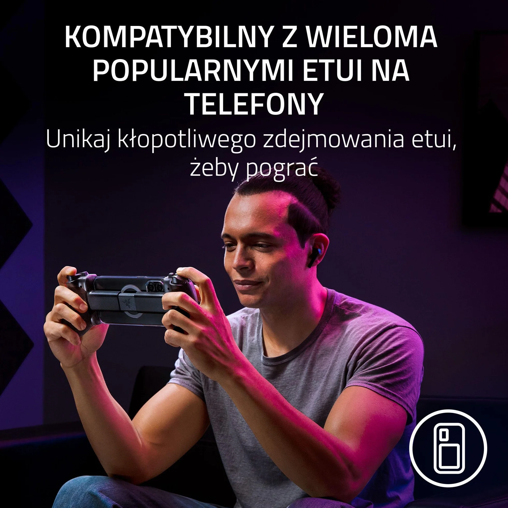 Razer Kishi Ultra USB-C - kontroler do gier na Androida, iPhone'a z serii 15 i 16, iPada Mini A17 Pro i 6 (haptyka Sensa HD, RGB, ładowanie passthrough, przyciski mecha-taktyczne i D-pad) Czarny