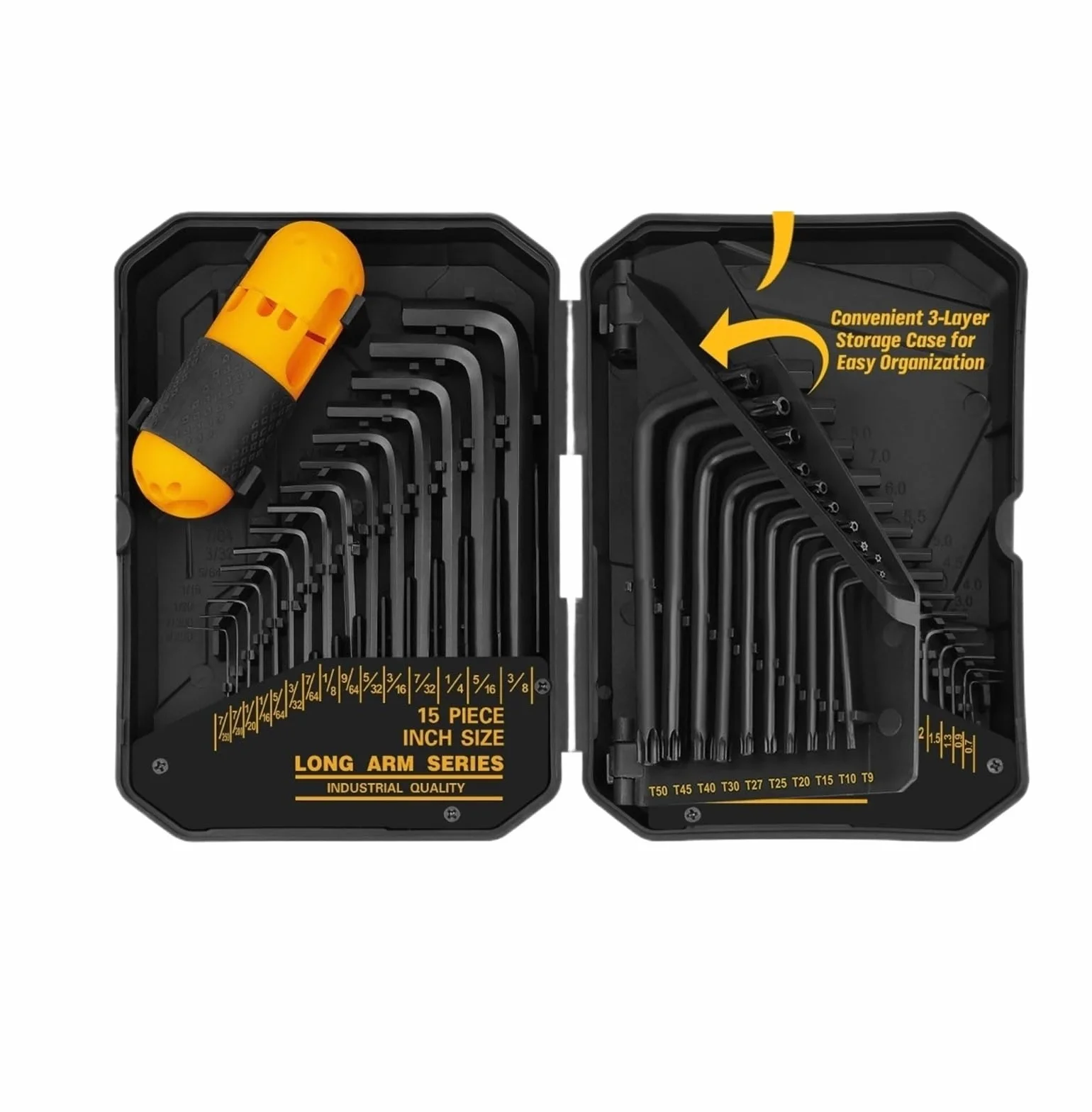 Zestaw narzędzi naprawczych Zestaw kluczy imbusowych 41 szt. Standardowy SAE (0,028"-3/8") i metryczny,7 mm-10 mm) Torx (T9-T50) w walizce do przechowywania