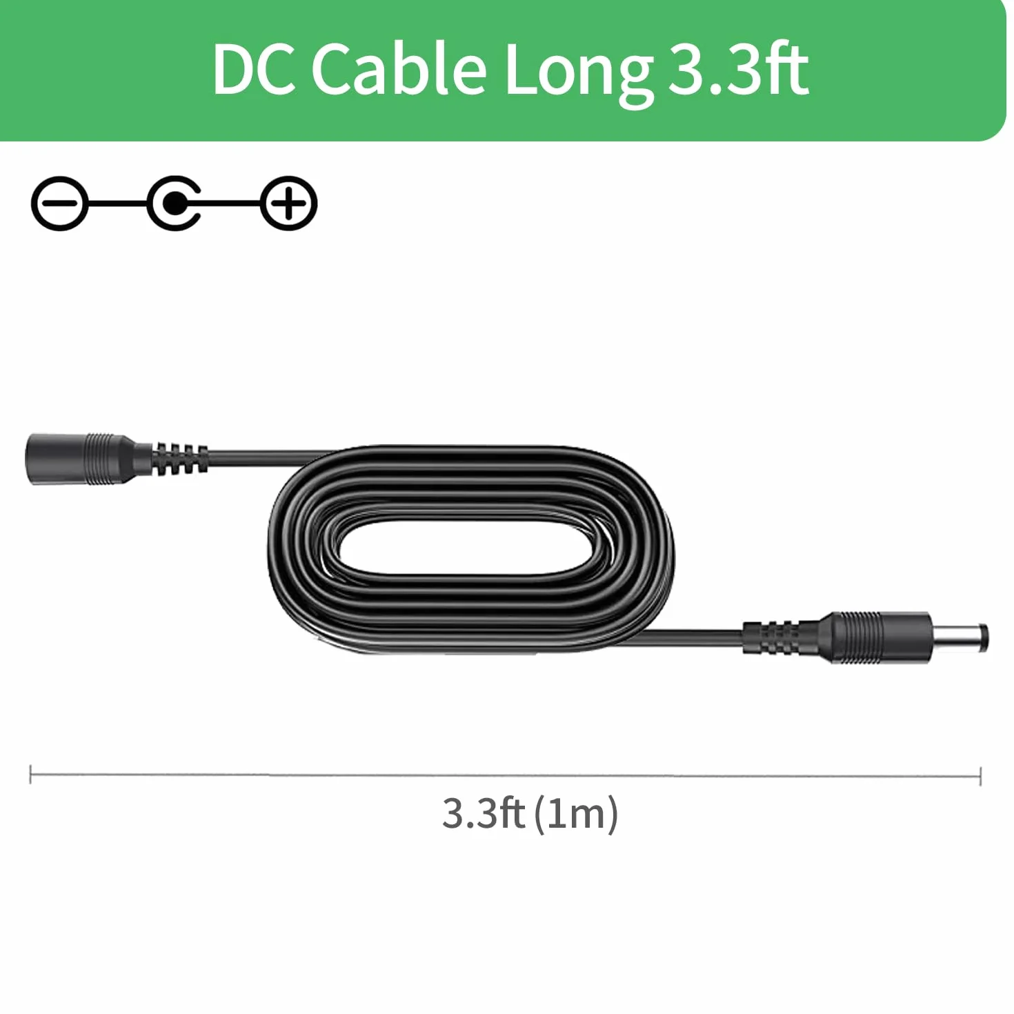 Przedłużacz DC 5-24V 1m wtyczka 5,5mm x 2,1mm do kamery CCTV taśmy LED czarny