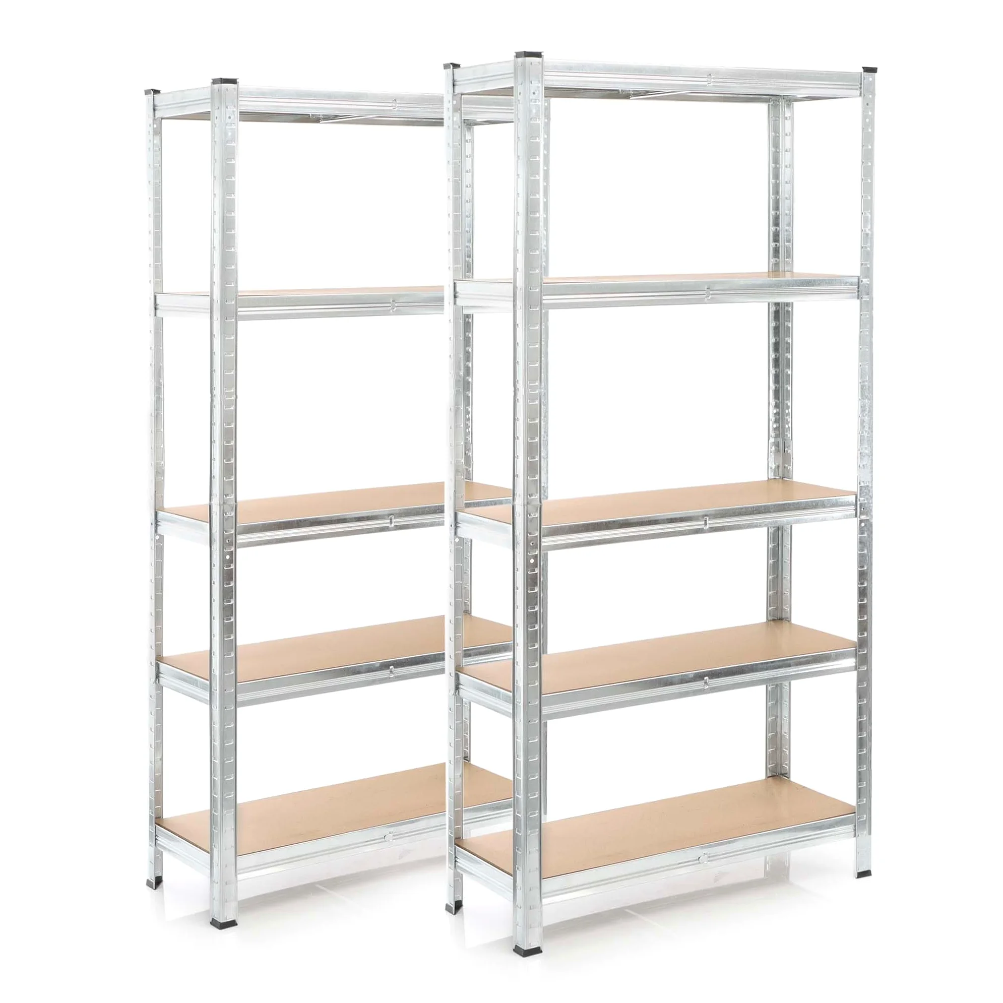 Wiltec 2x Regał magazynowy z ocynkowanej stali 75 x 30 x 154 cm, regał garażowy do 875 kg z montażem bez narzędzi, regał do piwnicy i magazynu