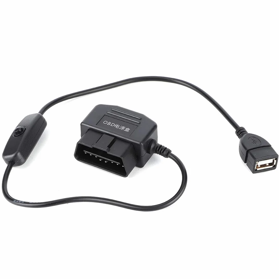 Kabel zasilający OBD2 na USB 16 pin do Dash Cam samochodowej 18.7 cala