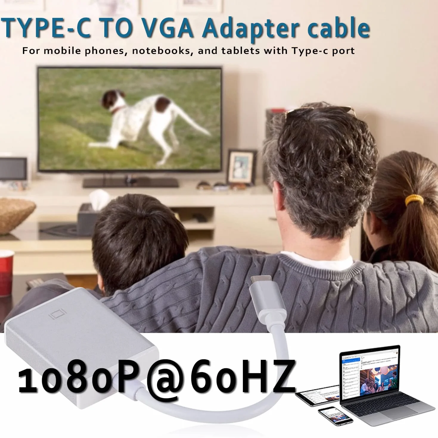 Adapter USB C na VGA, Beigemo Thunderb01t 3 (Typ-C) Męski na VGA żeński Kompatybilny z G00gle Chromeb00k Pixel MacB00k Pro 2020,2019,2018, Len0v0 900, DE1L XPS 13