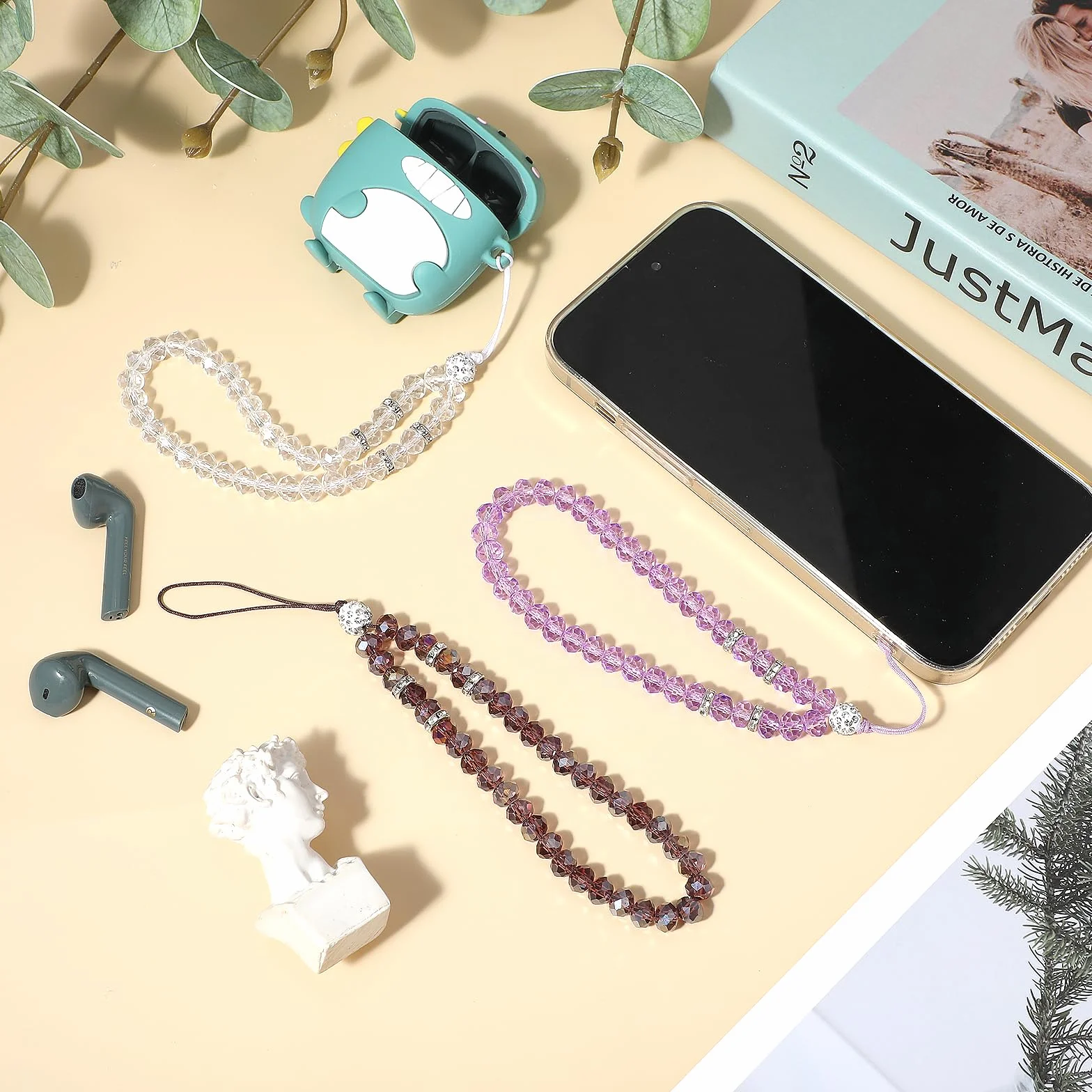 3 sztuki łańcuszków na telefon komórkowy z koralikami, zawieszka do telefonu komórkowego, zawieszka do telefonu komórkowego, zawieszka na telefon komórkowy, uniwersalna, krótka, zdejmowana smycz na