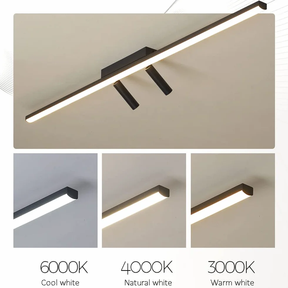 Liniowa lampa sufitowa LED 31.5 "Reflektor do montażu powierzchniowego, minimalistyczny żyrandol na wyspę 80 cm Oprawa oświetleniowa Reflektory sufitowe do kuchni Jadalnia Komercyjna sypialnia