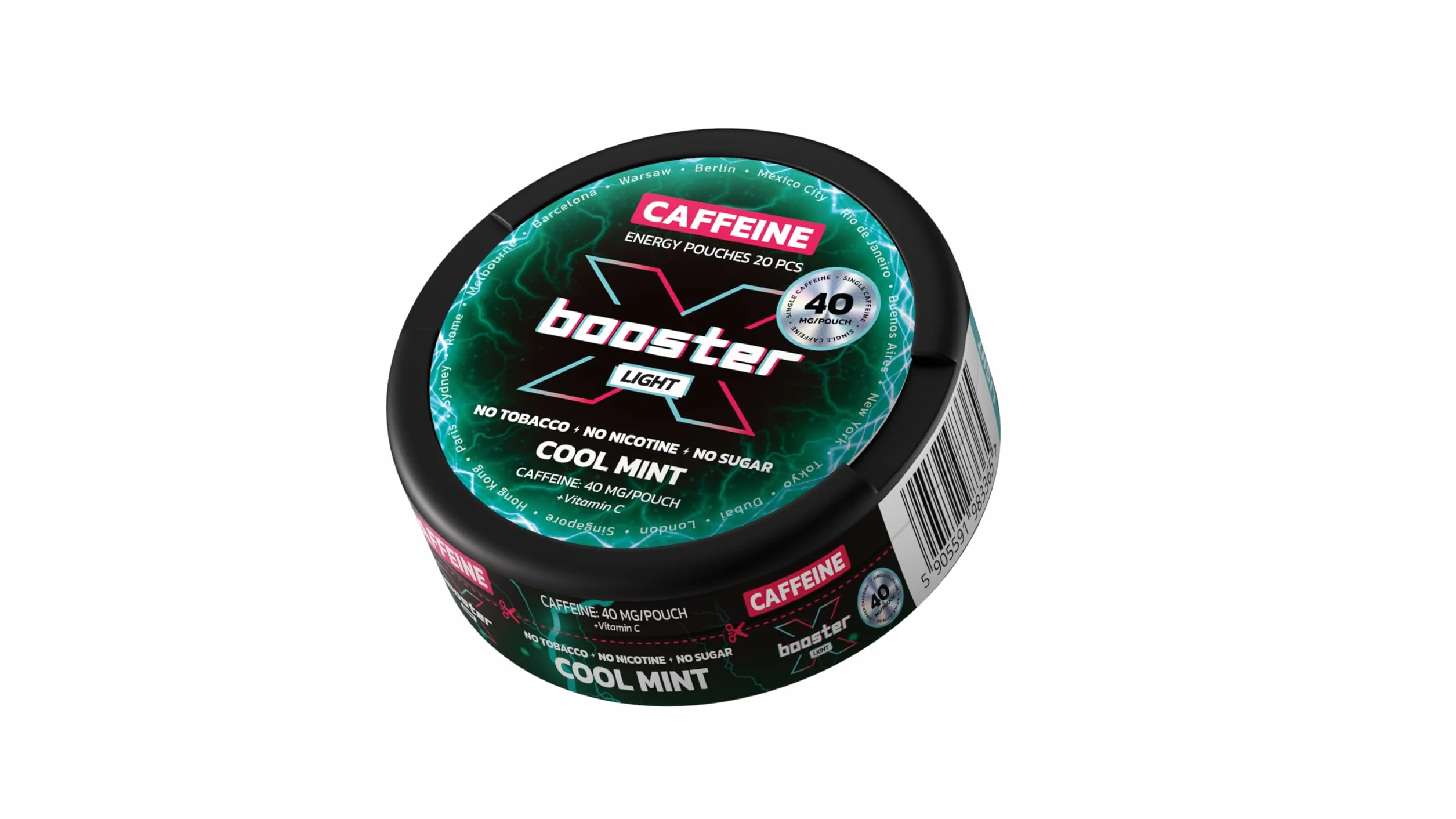 Woreczki Energetyczne X-Booster Cool Mint 40mg, Saszetki Energetyczne z Kofeiną Snus Kofeinowy o Smaku Cool Mint