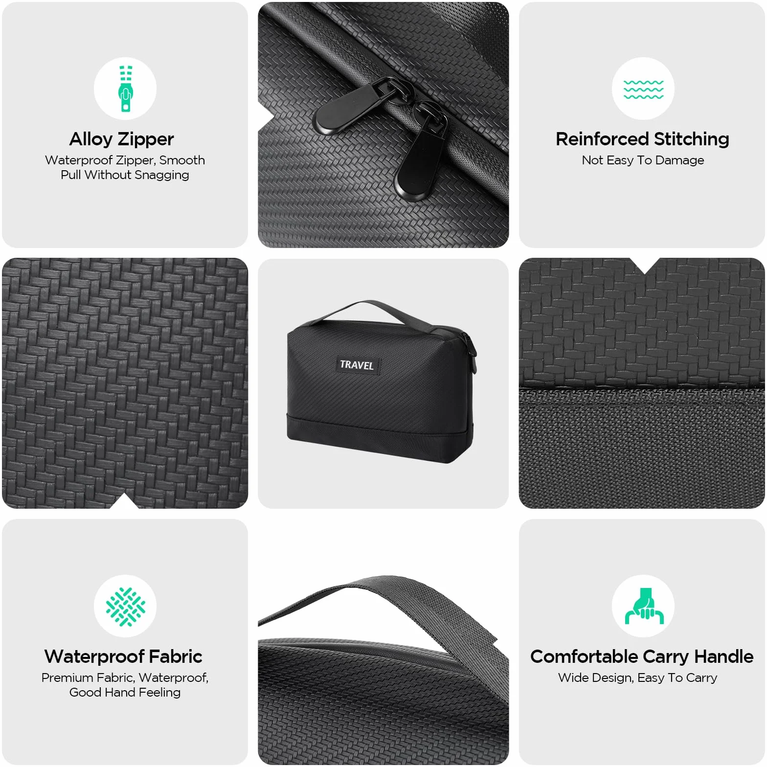 Romon Torba na kabel, organizer na kable, uniwersalny organizer podróżny, podwójna warstwa, akcesoria elektroniczne, torba do ładowania USB, powerbank, czarna,